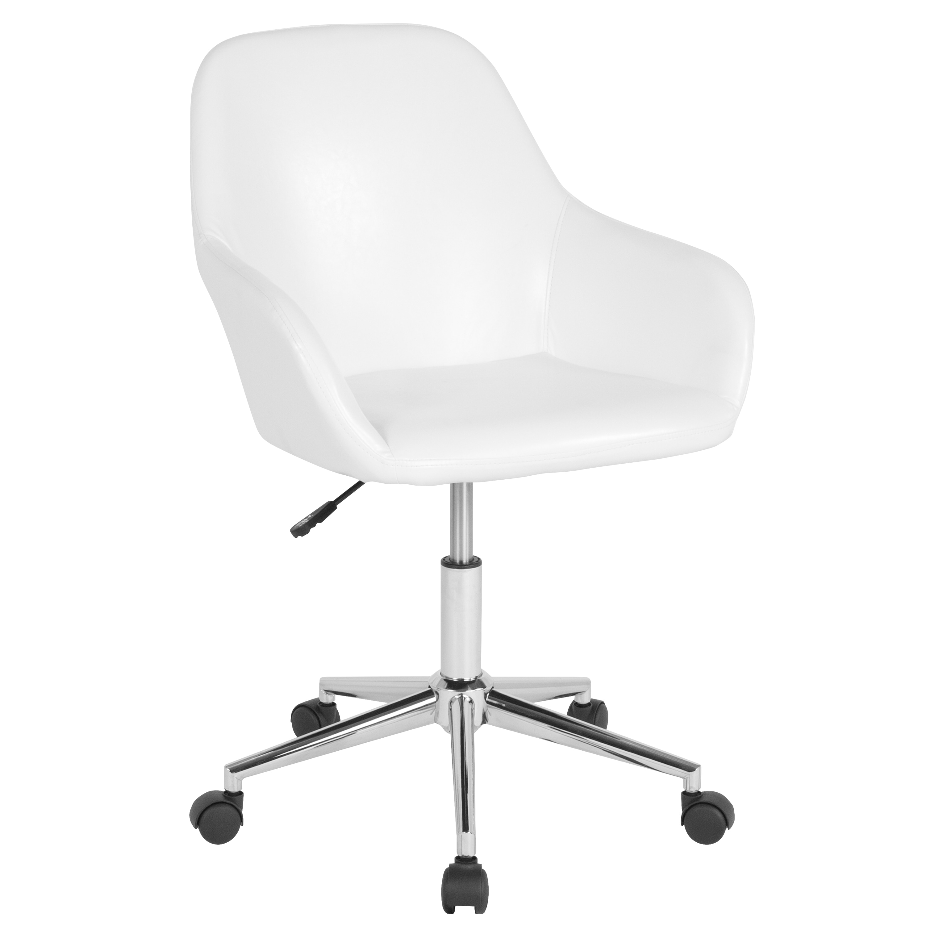 Flash Furniture 889142336761 Cortana White Leathersoft Contemporary Adjustable Height Swivel Faux Leather Task Chair