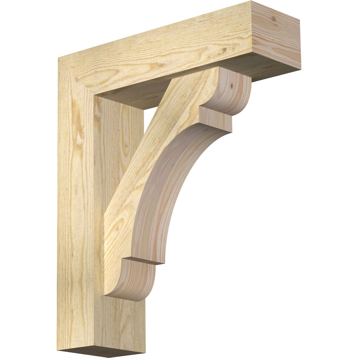 Ekena Millwork 1463638 Olympic block rough sawnbracket with offset brace 6-in x 20-in x 24-in Douglas fir Brown Wood Standard bracket