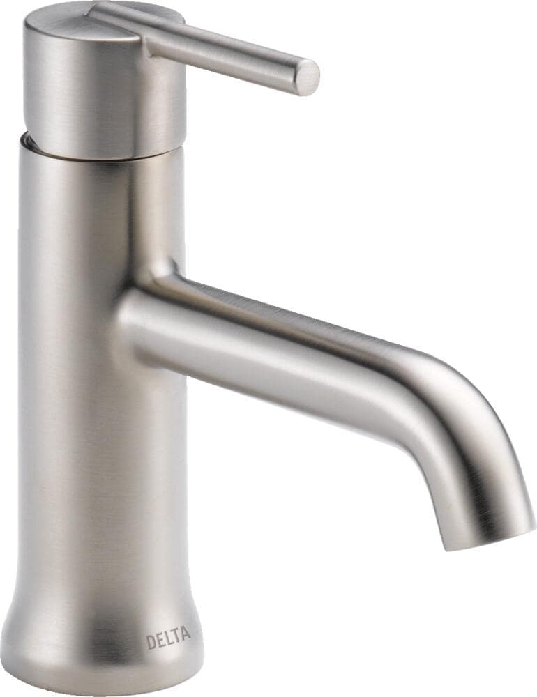 Delta 559LF-SSMPU Trinsic Stainless 4-in centerset 1-handle WaterSense Mid-arc Residential Handle Bathroom Sink Faucet with Drain with Deck Plate