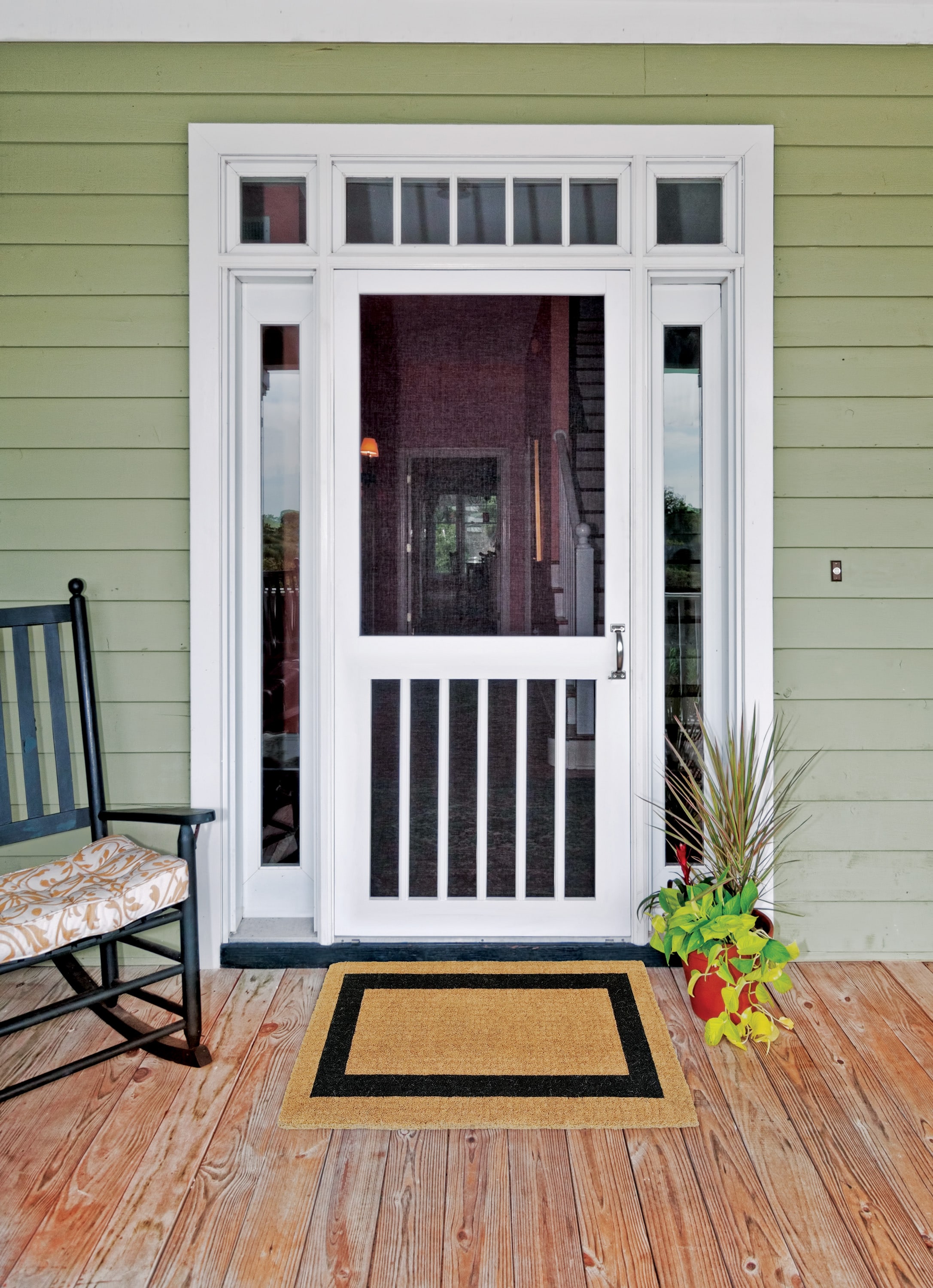 Screen Tight 5 Bar 32-in x 80-in White Vinyl Hinged Screen Door