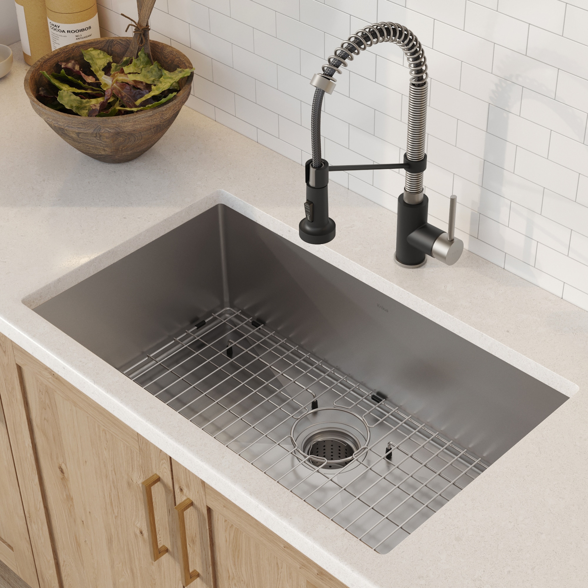 Kraus Standart PRO Undermount 30-in x 18-in Stainless Steel Single Bowl Kitchen  Sink All-in-one Kit in the Kitchen Sinks department at