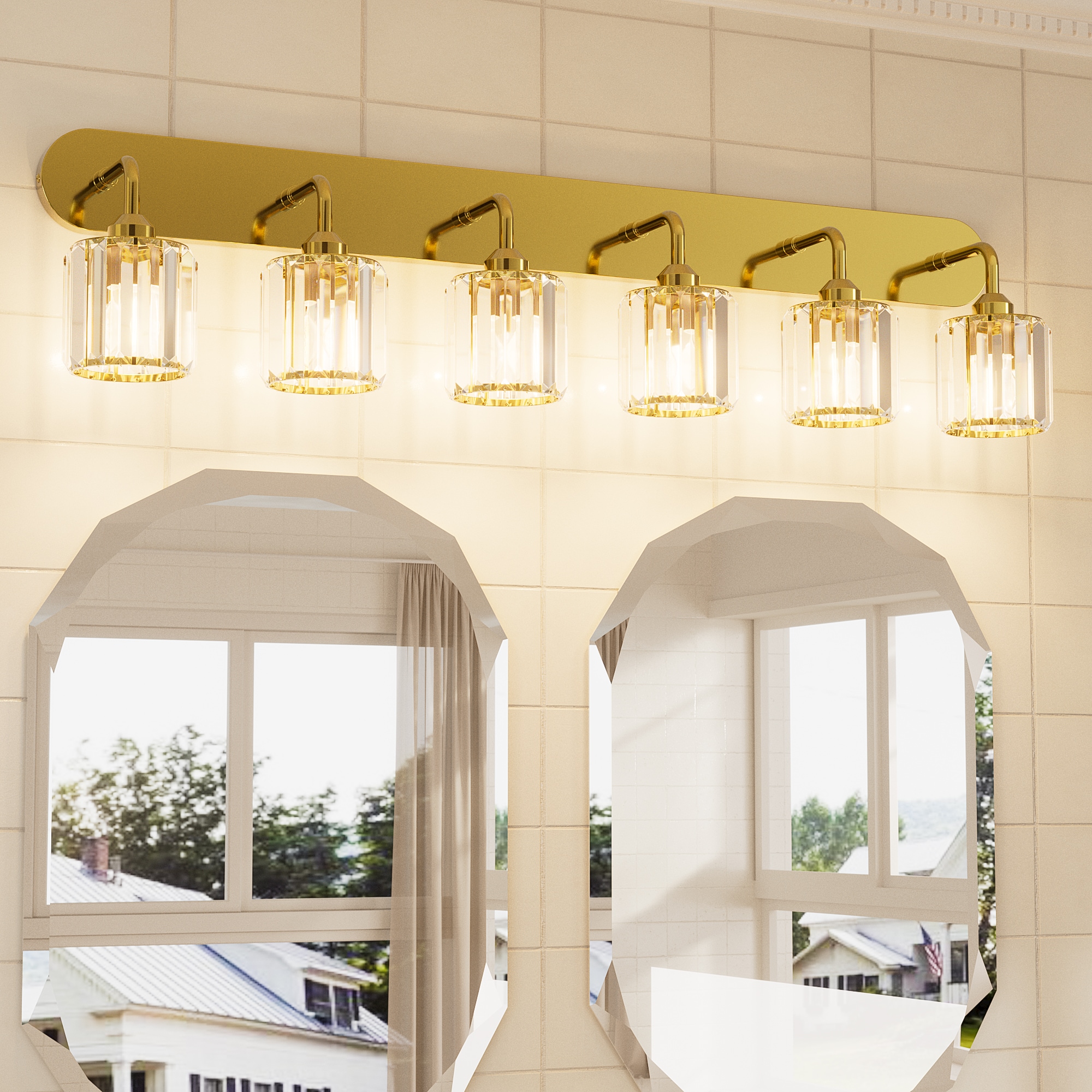 TETOTE 6 Light Gold Bathroom Light Fixtures Modern/Contemporary Bathroom Vanity light