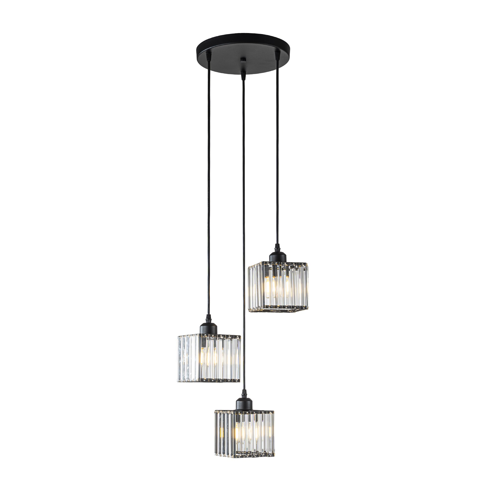 AloaDecor Lighting 3 -Light Matte Black Modern/contemporary Crystal ...