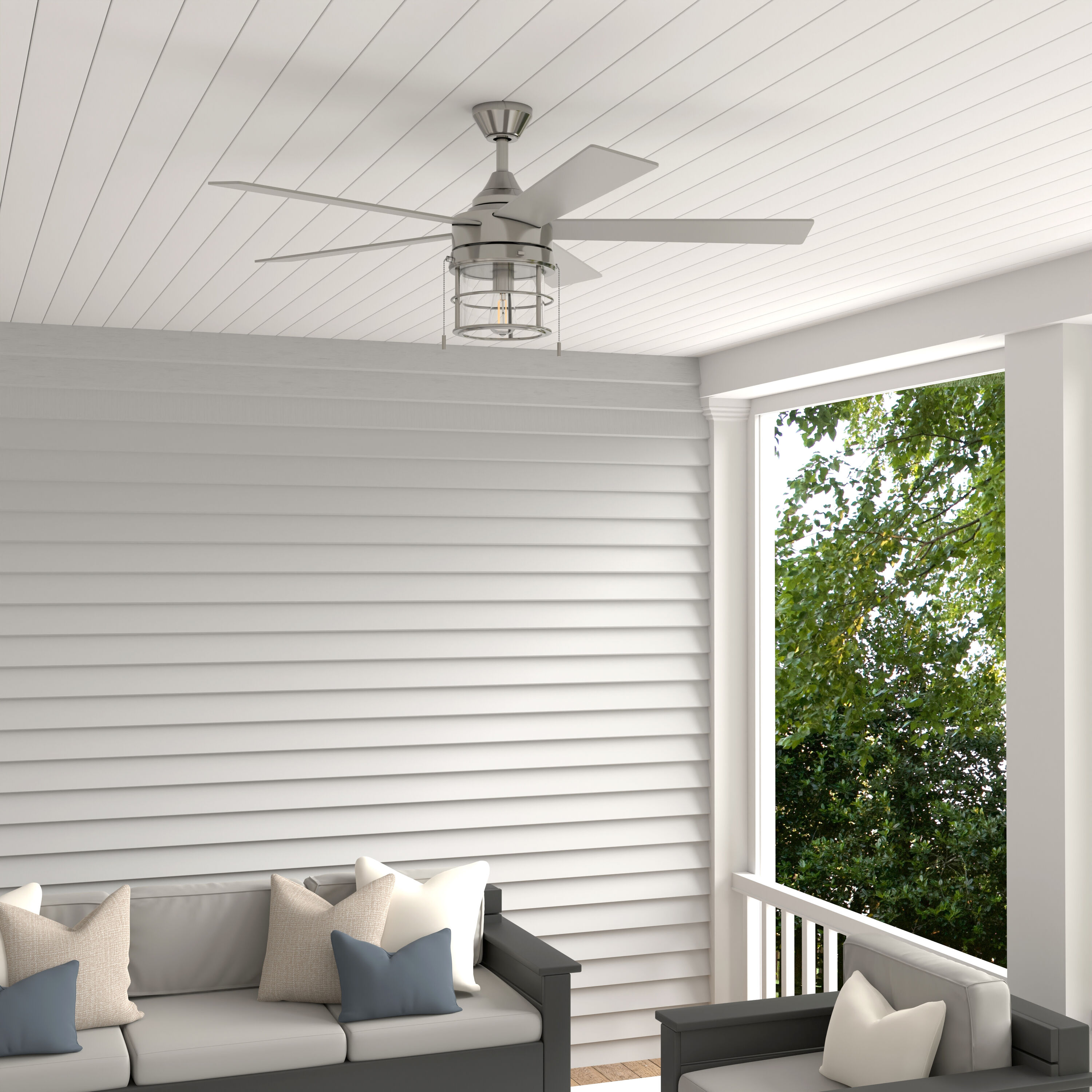 Harbor Breeze Landon 52-in Stainless Steel with Black Blades LED