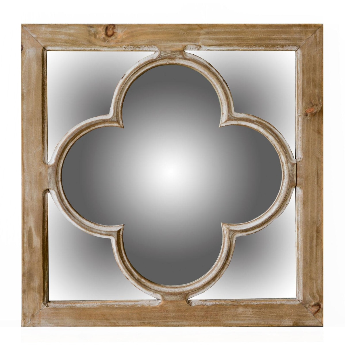 HomeRoots 4000399119 10-Inches W x 10.0-Inches H Square Brown with Whitewash Framed Wall Mirror