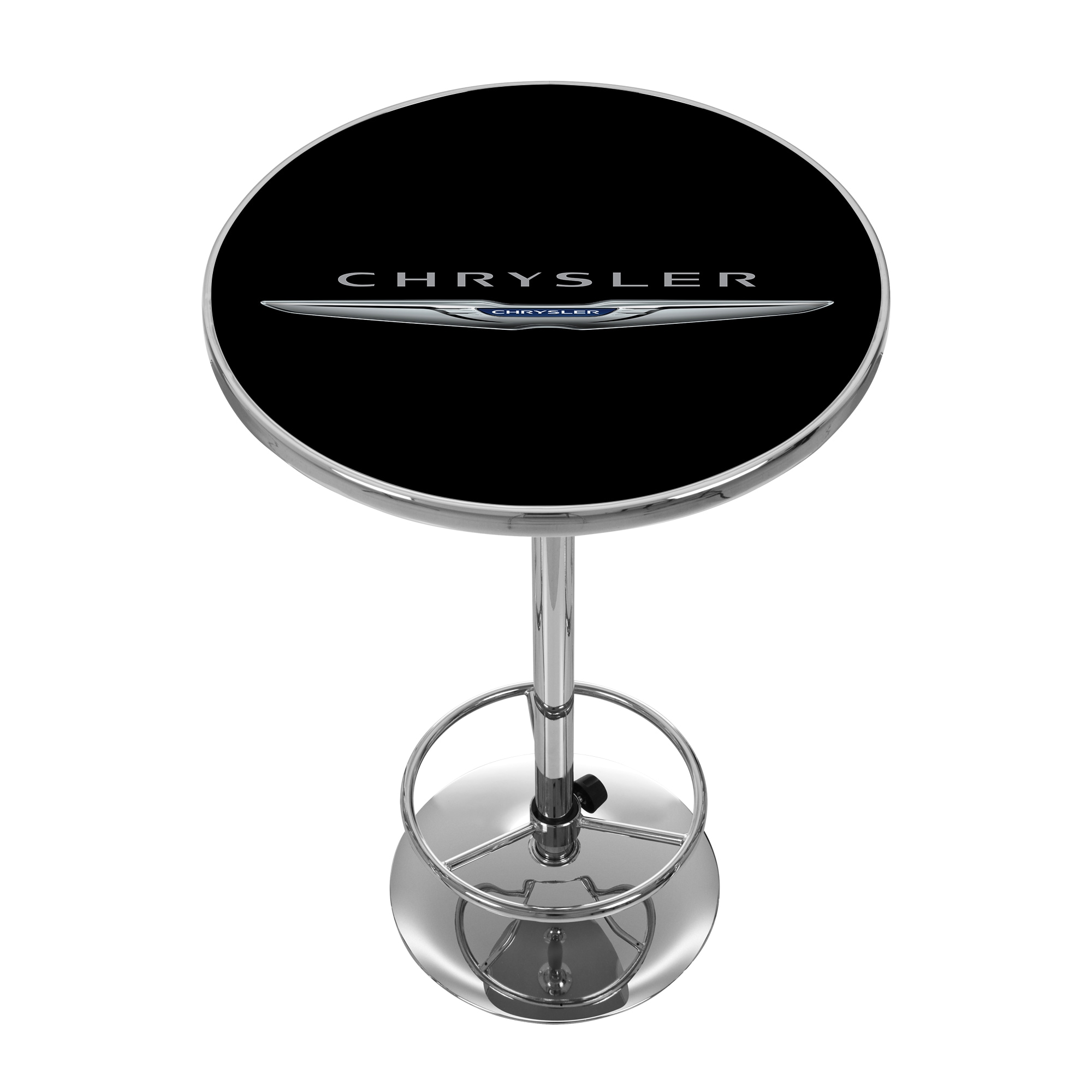 Trademark Gameroom CHR2000-LOGO Pub Tables Chrome Round Traditional Bar Table, Composite with Metal Pedestal Base 27.375-in L x 42-in H