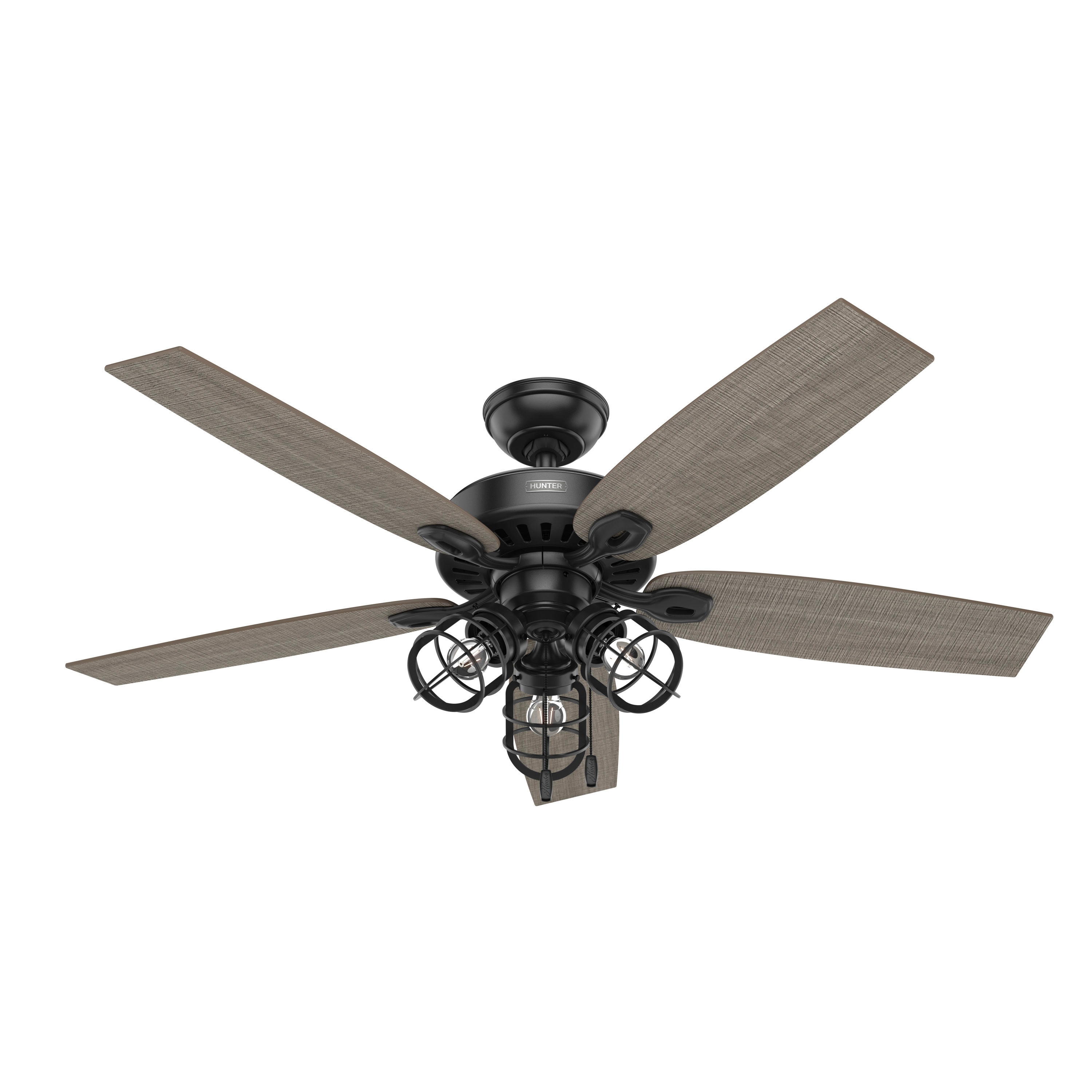 Hunter Fletcher Creek 52-in Matte Black Indoor/Outdoor Ceiling Fan with  Light (5-Blade) in the Ceiling Fans department at