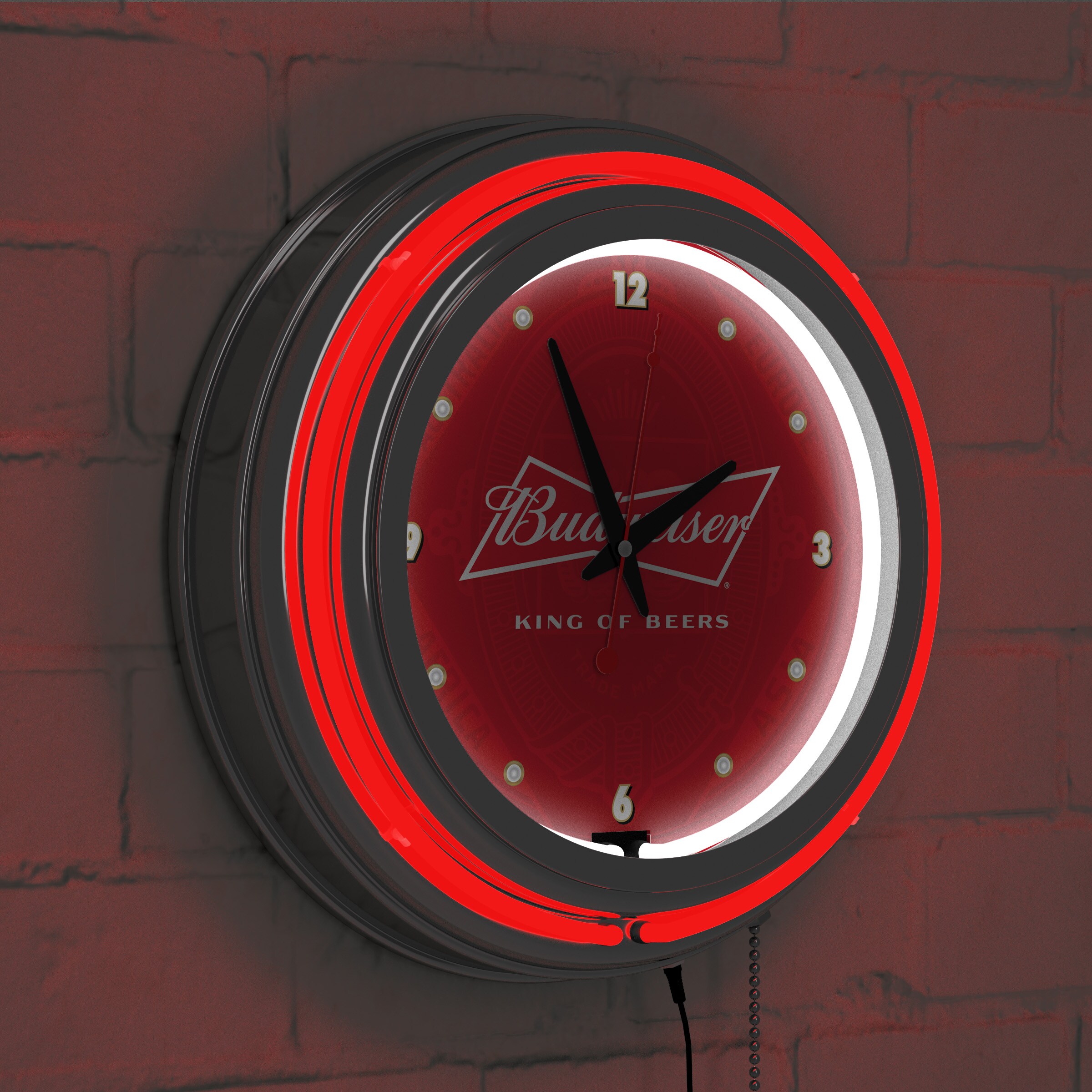 Trademark Gameroom Budweiser Chrome Double Rung Neon Clock - Bow Tie ...