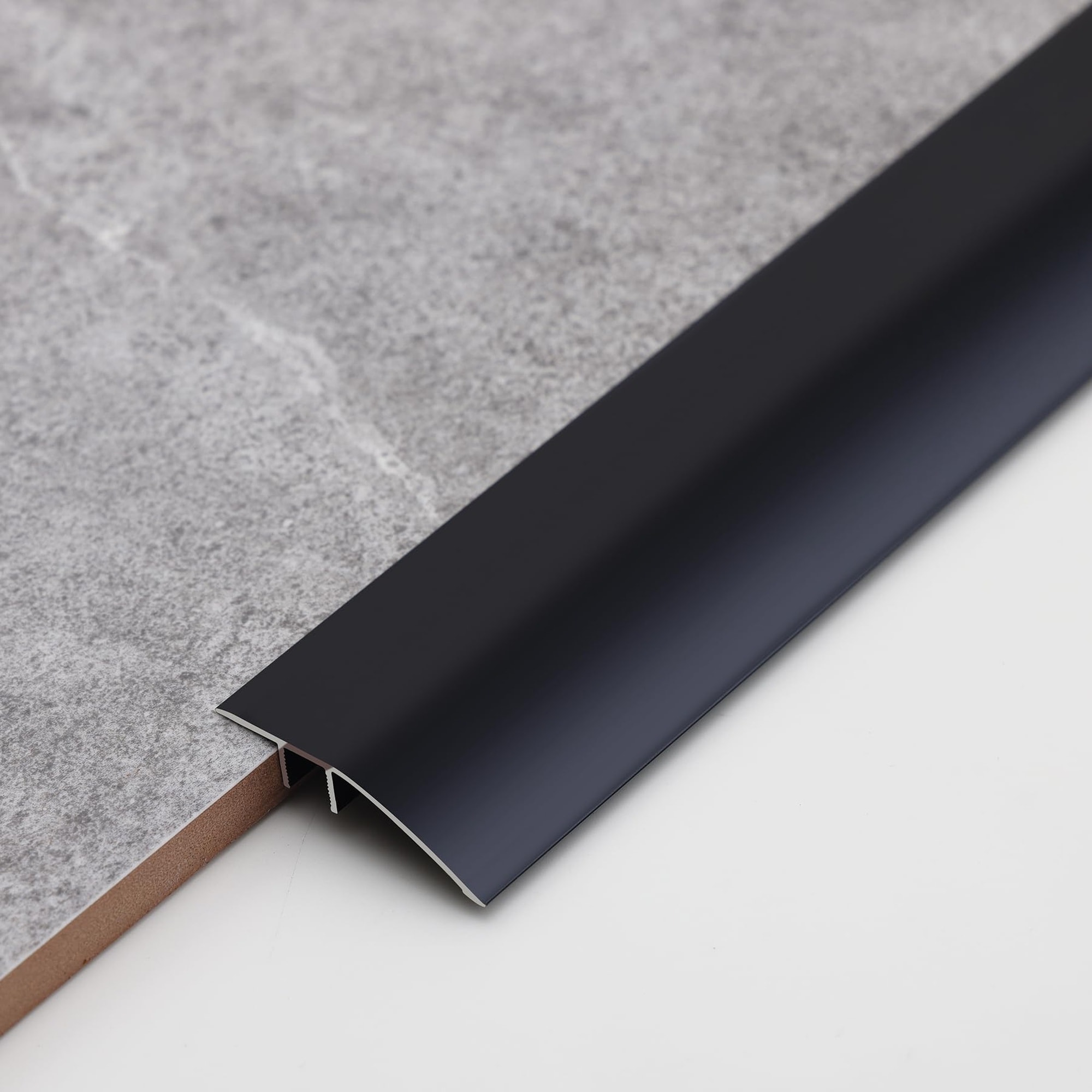 Angel Sar 35.4 Inch x 1.7 Inch Matte Black Aluminum Floor Transition Threshold Strip for 0.2 to 0.5 Inch Doorway Ramp Tile Laminate