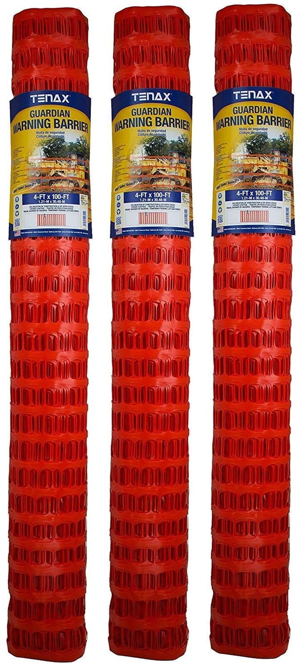 Tenax  Agricultural Fencing - Guardian Economy Orange Safety Fence Temporary Fence - 4 ft x 100 ft - Mesh
