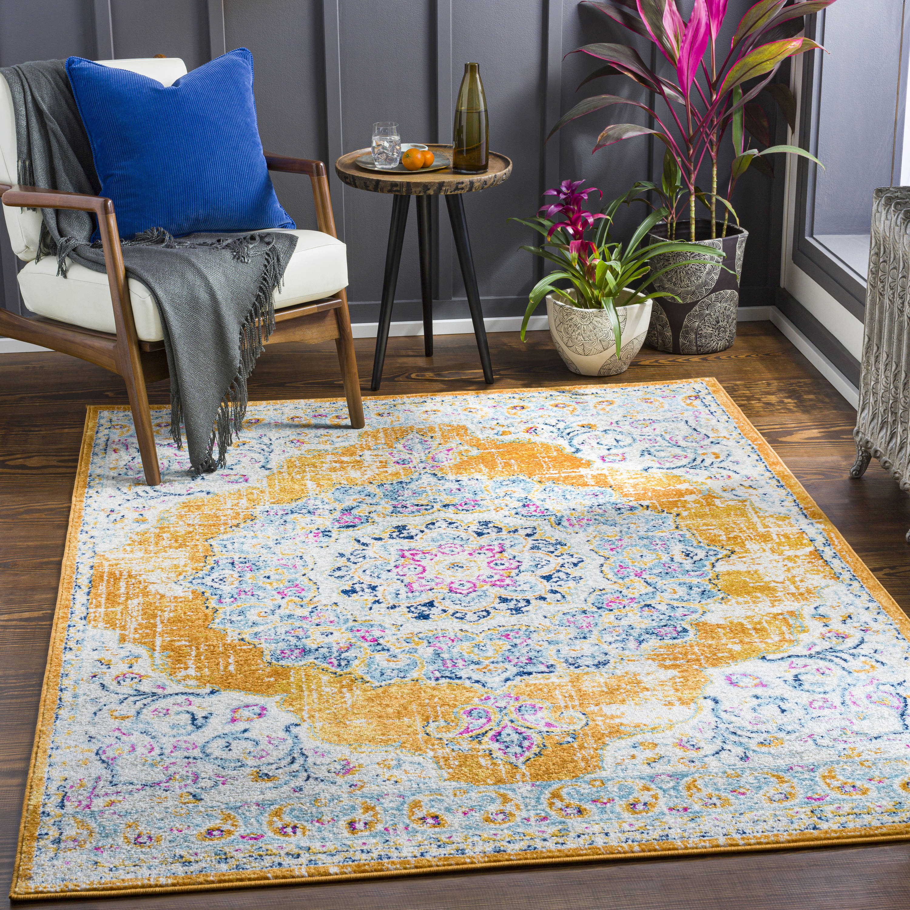 Surya CHE2379-710103 Chester 8 X 10 (ft) Bright Orange Indoor Medallion Oriental Area Rug