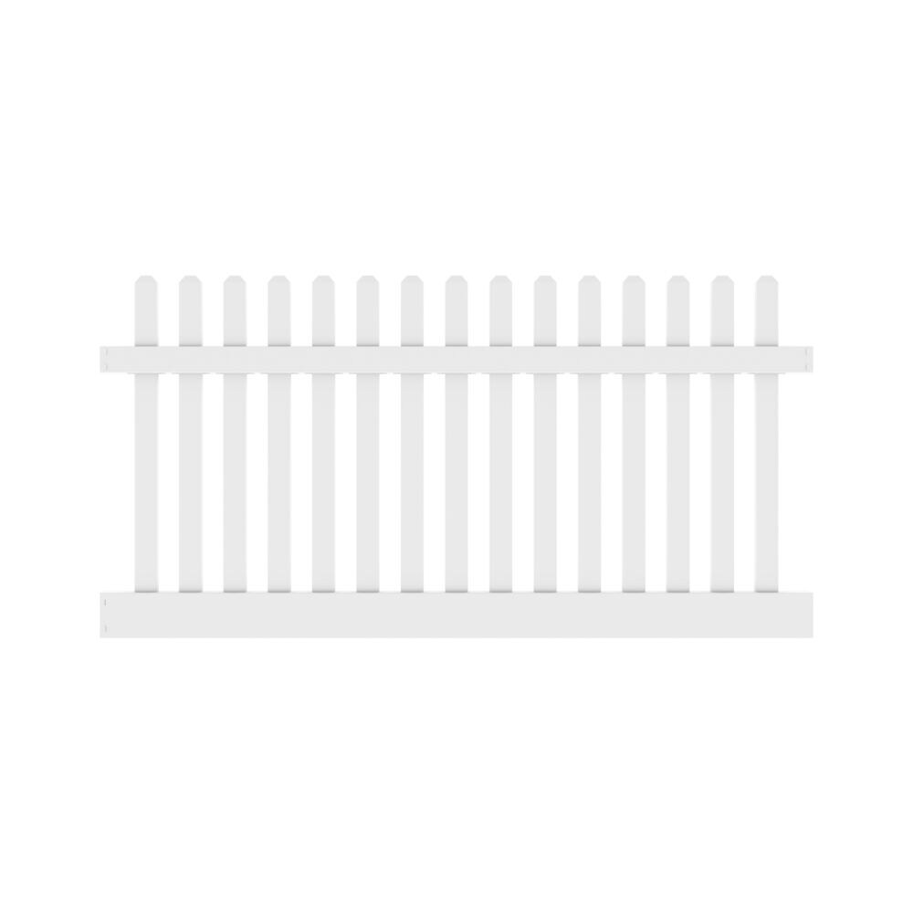 Freedom Lennox 4-ft H x 8-ft W White Vinyl Picket Fence panel (Unassembled)