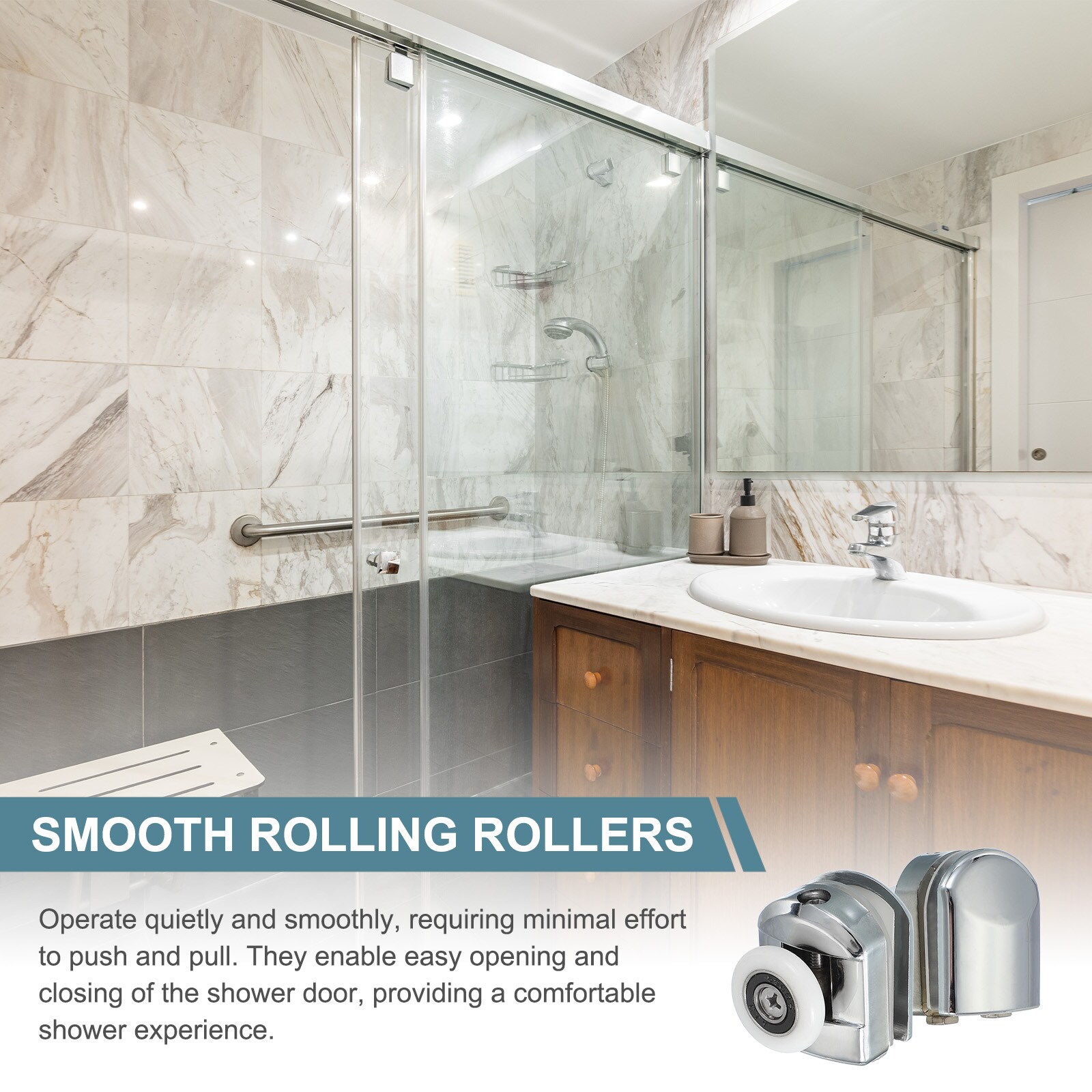 Unique Bargains S25093000UX9304 Tub-Shower-Door-Rollers - View #5