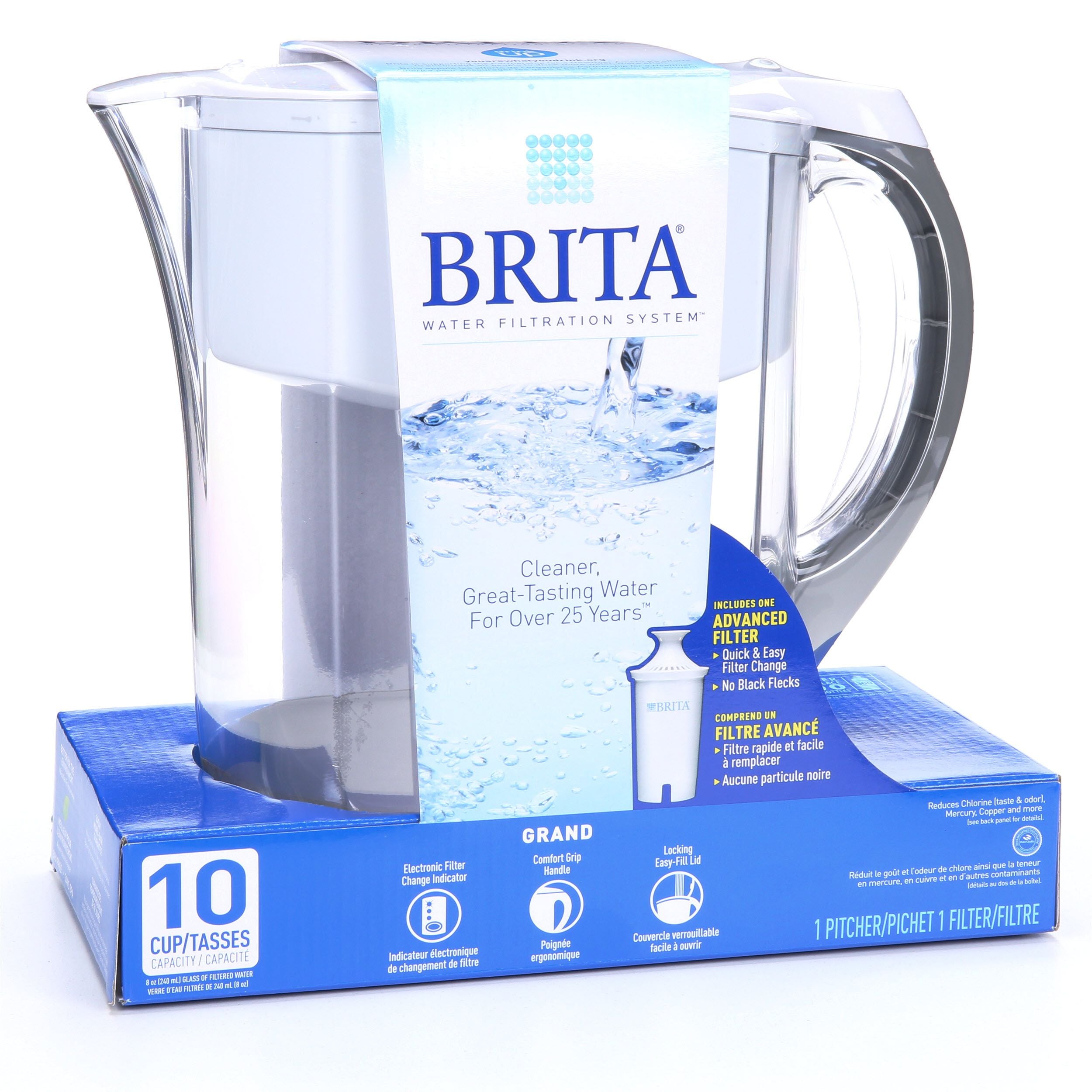 Brita Wave Filtered Water Pitcher 10 Cup Capacity Includes BPA-Free 2-Filters 