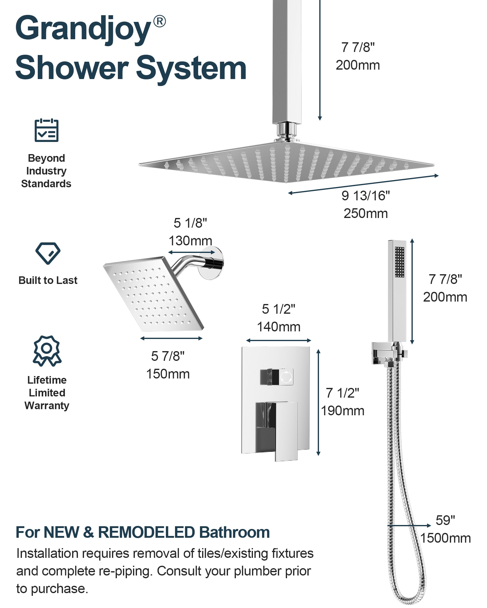 GRANDJOY SGF10GJ-60-CH10 Tub-Shower-Faucets - View #12