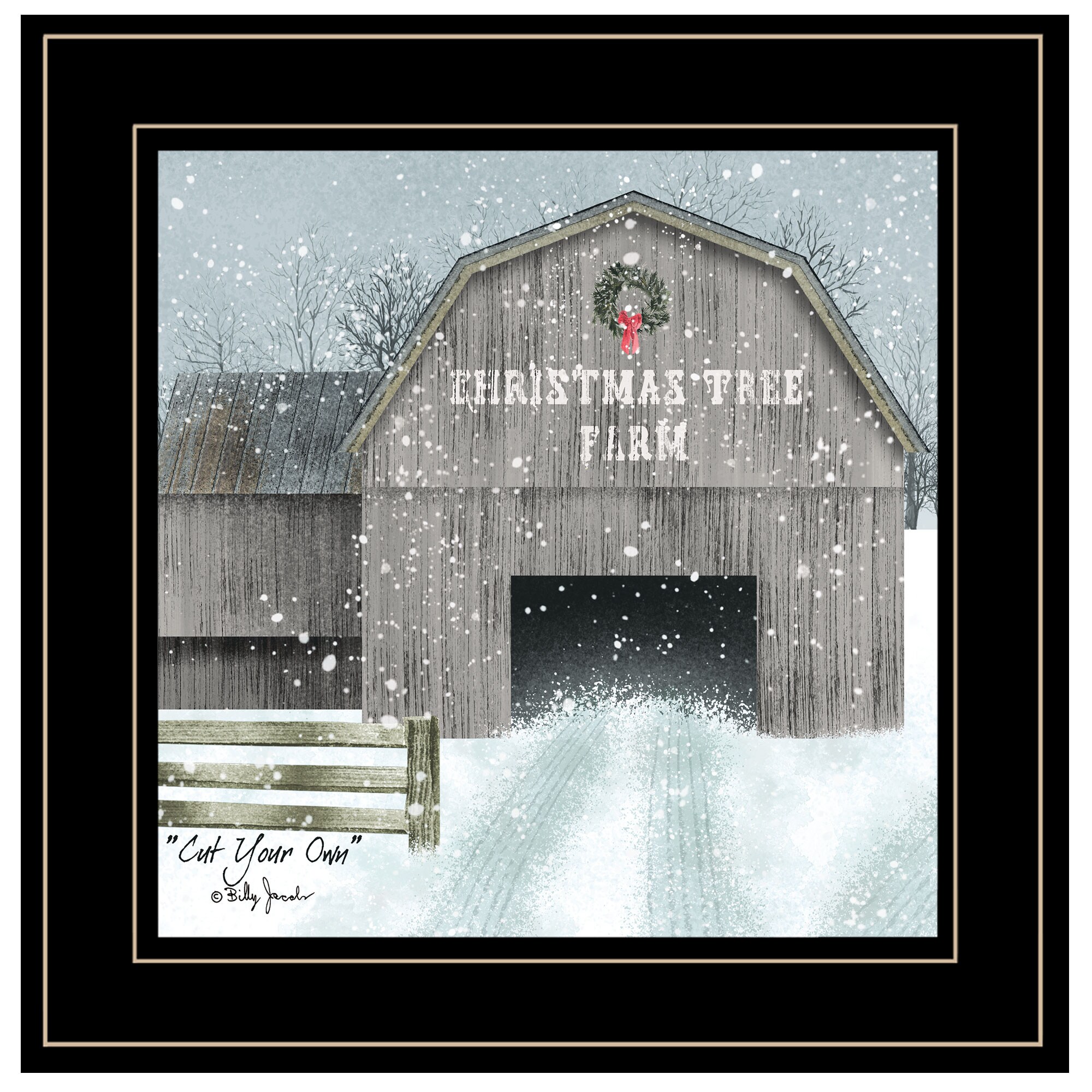 HyperDrop Cart Black Wood Framed Wall Art (Cut Your Own) Heavy-Duty Holiday Wall Decor for Living Room and Entryway