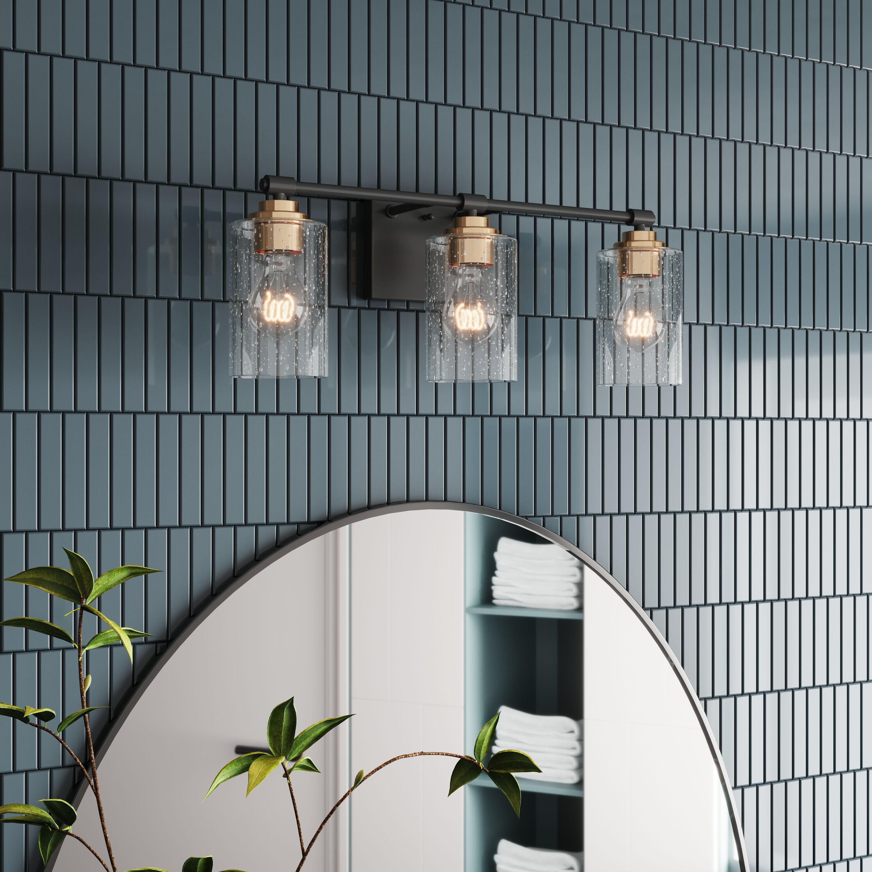 Aiwen WHH-V320-3 21.85-in 3 -Light Black Modern/contemporary Vanity light