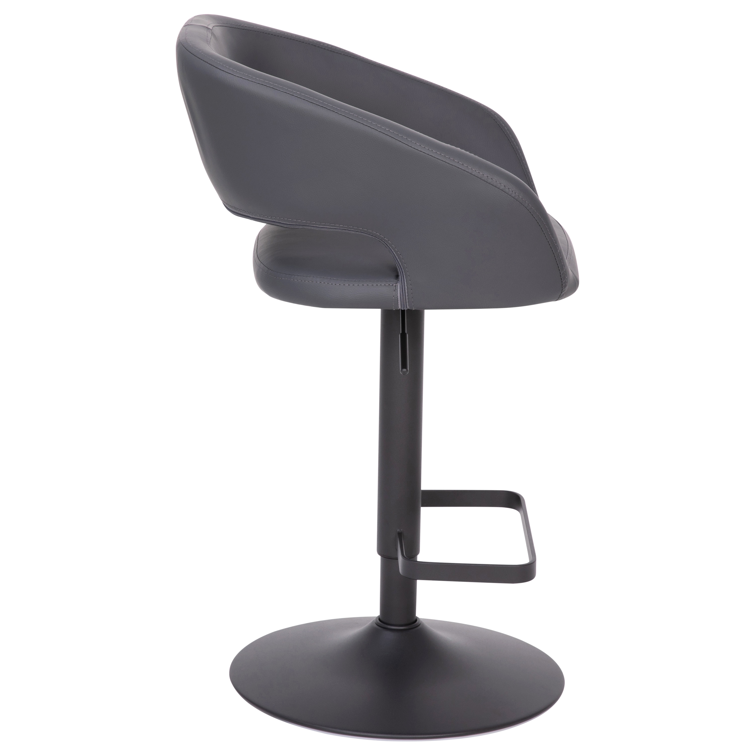 Gray Vinyl Adjustable Swivel Barstool with Black Metal Base