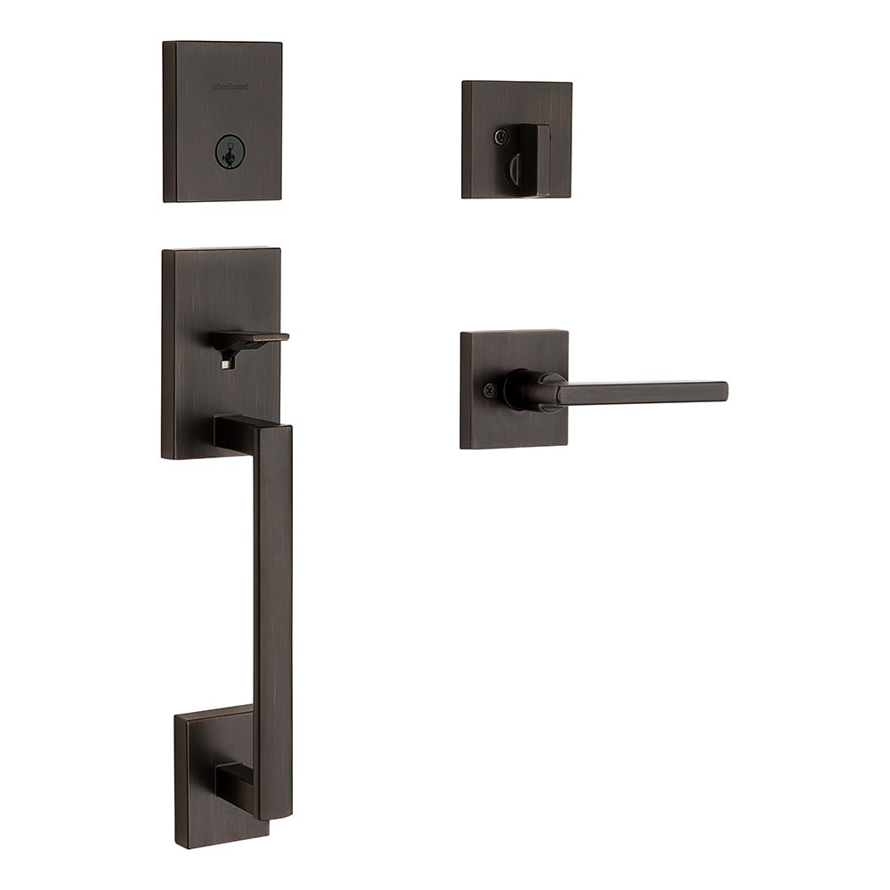 Kwikset Signature Series San Clemente Venetian Bronze Exterior Single-Cylinder Deadbolt and Keyed Entry Door Handleset ft. SmartKey Security