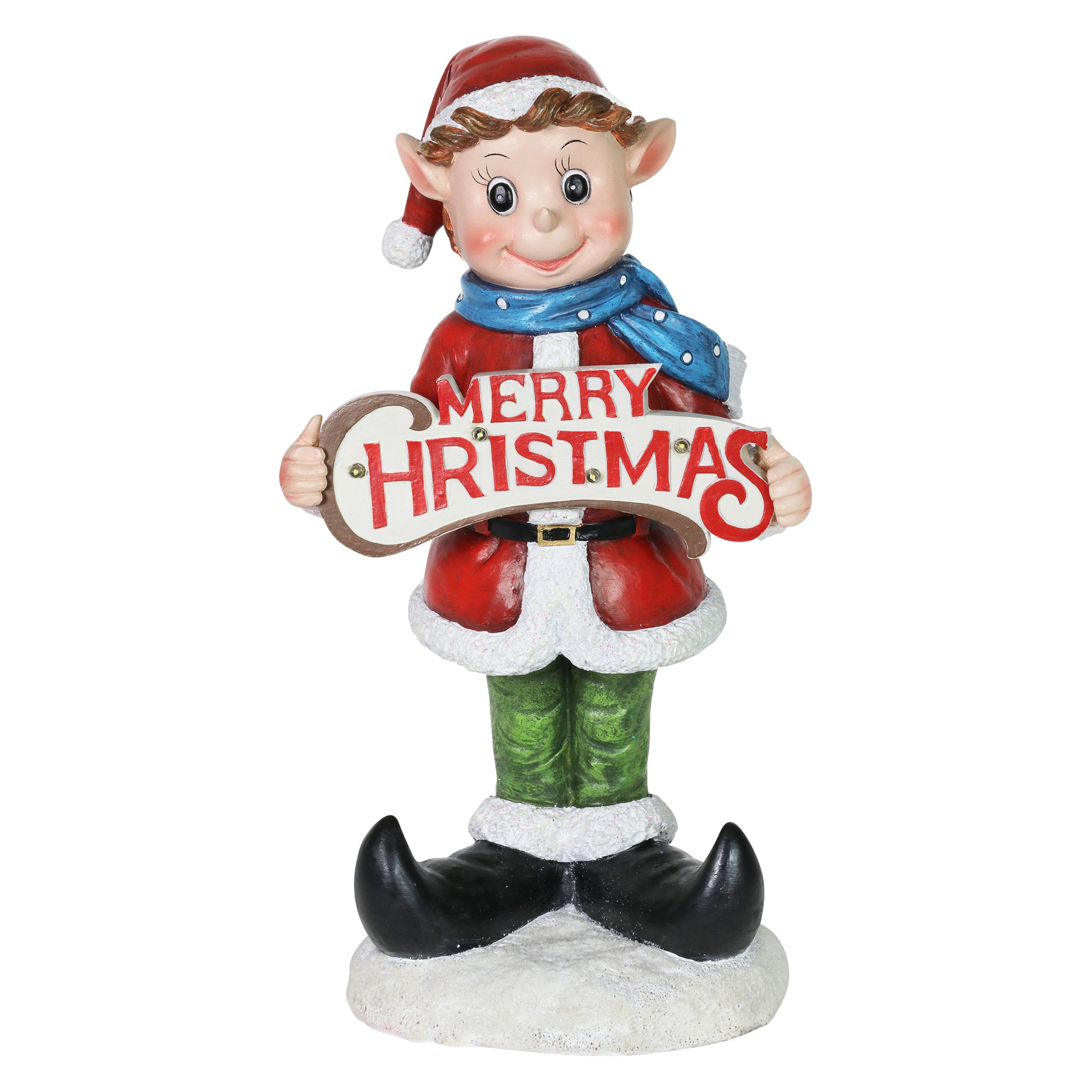Exhart 71433-RS 14.49-Inches Lighted Tabletop Decoration Elf Battery-operated Christmas Decor