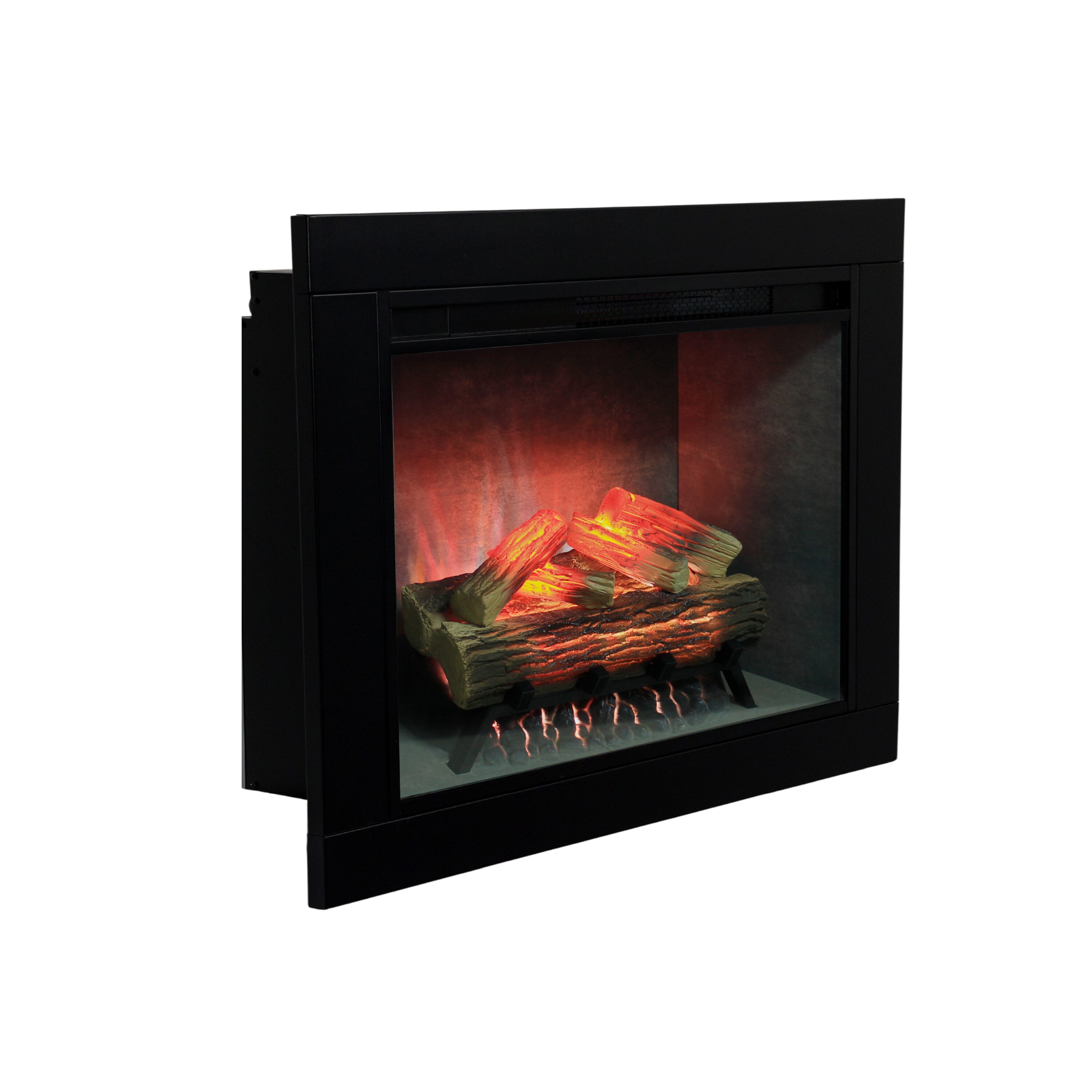 Modern Ember 34.5-in Black Electric Fireplace Insert #EF-TL-28-CONC & TRIM-28
