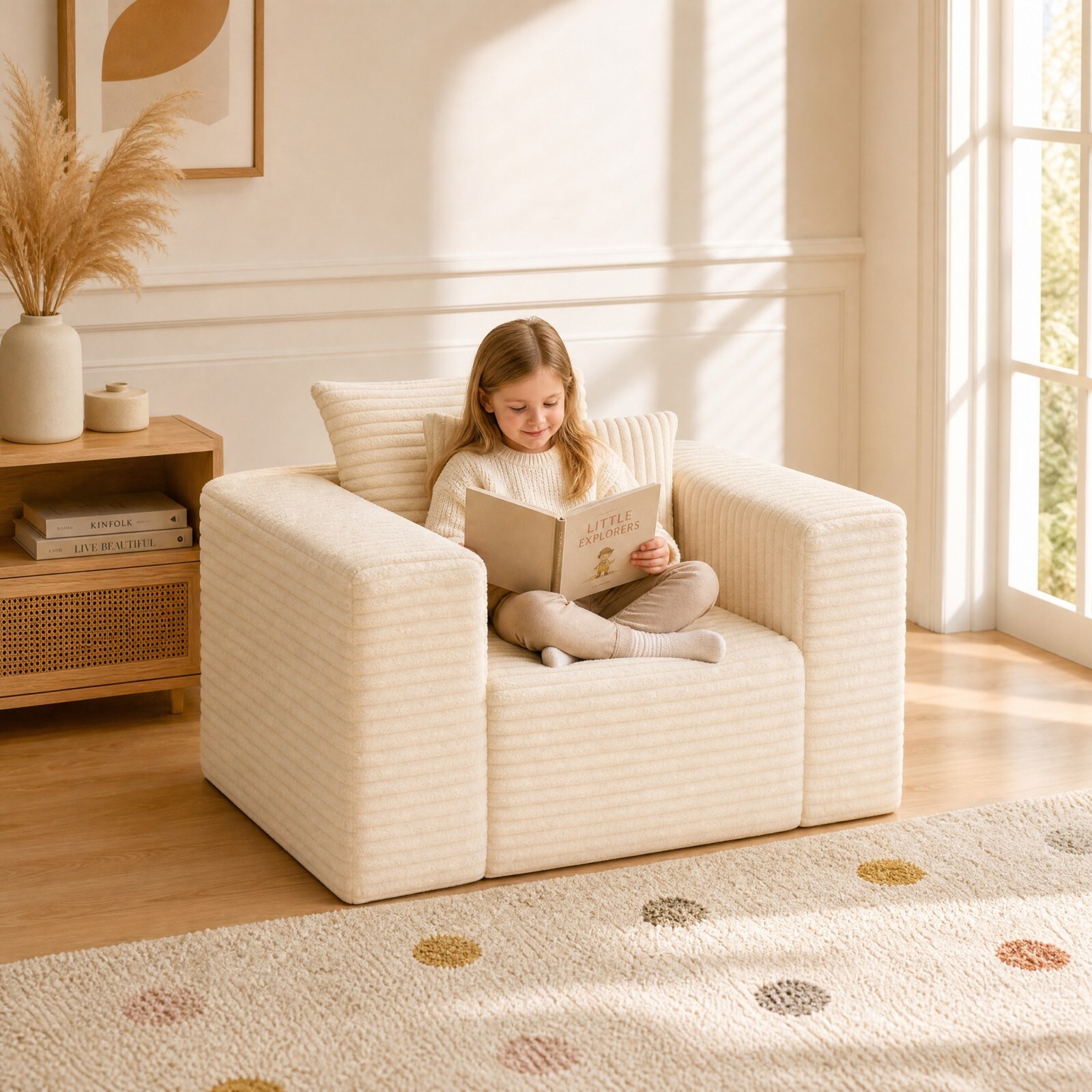 GlasFlength Kids Cloud Sofa High Backrest Wider Armrest Memory Foam ...