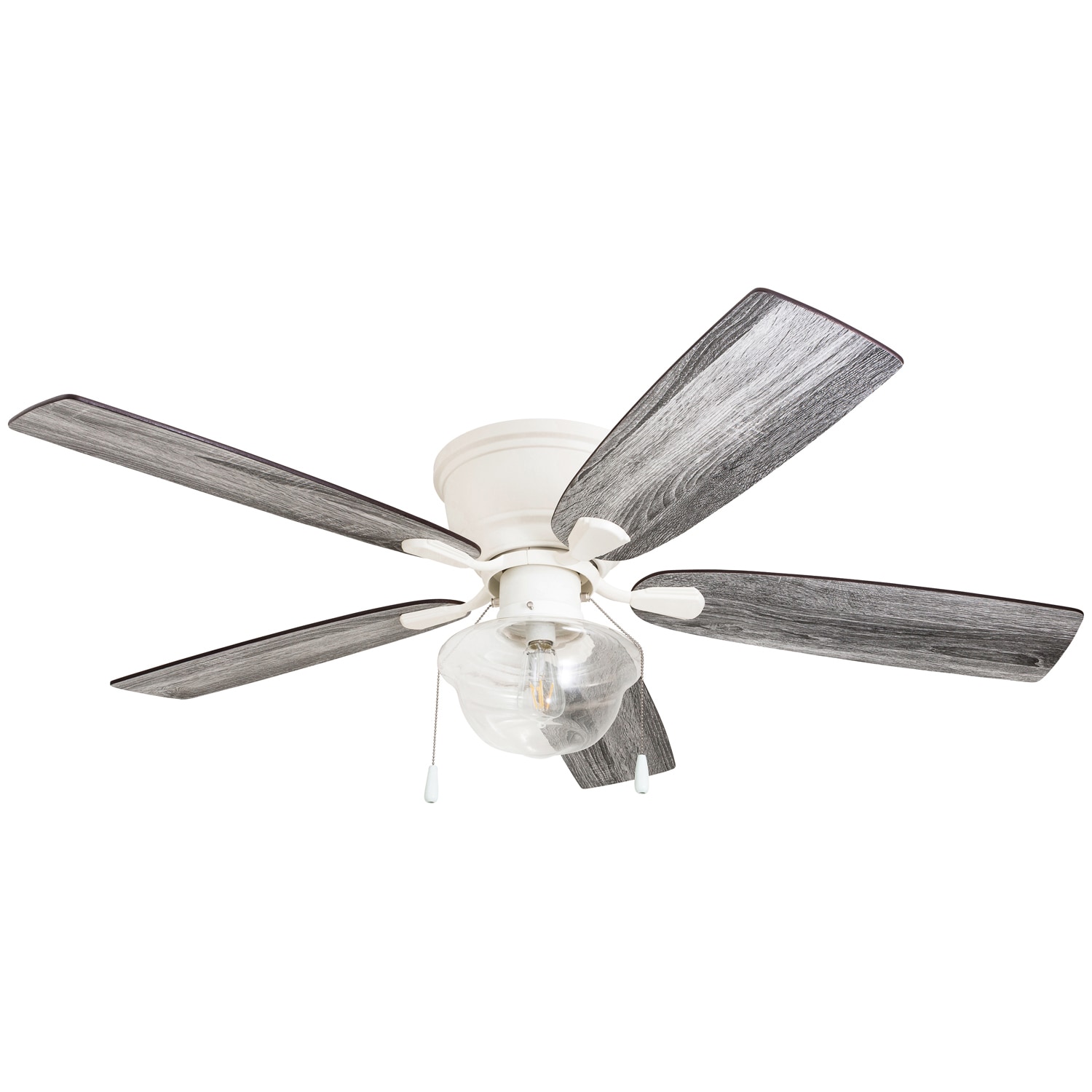 Prominence Home 51173-26 Lenore 52-in Flush Mount White with Australian Pine Driftwood Blades Ceiling Fan With Light ( 5 -Blade )
