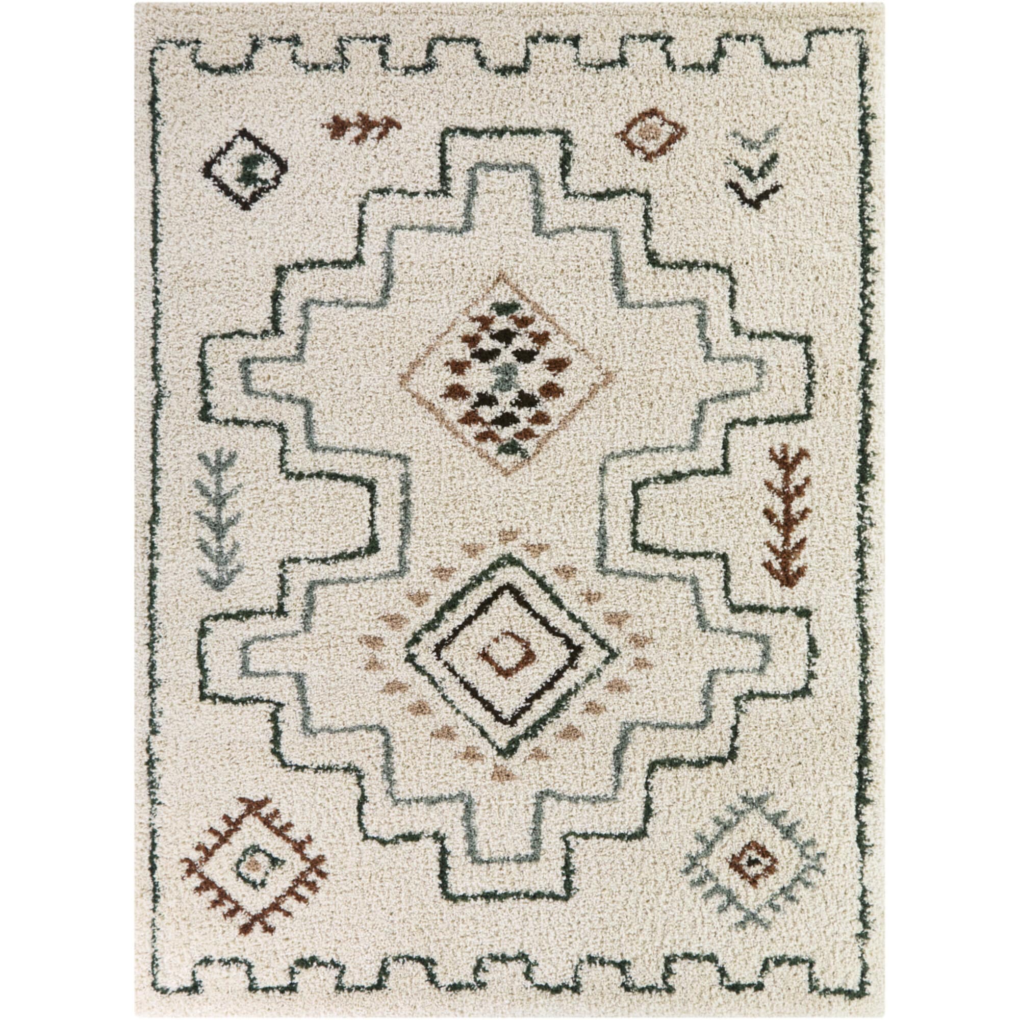 Eugenia 5 x 7 (ft) Tufted Polypropylene Cream Rectangular Indoor Medallion Global Spot Clean Only Pet Friendly Area rug