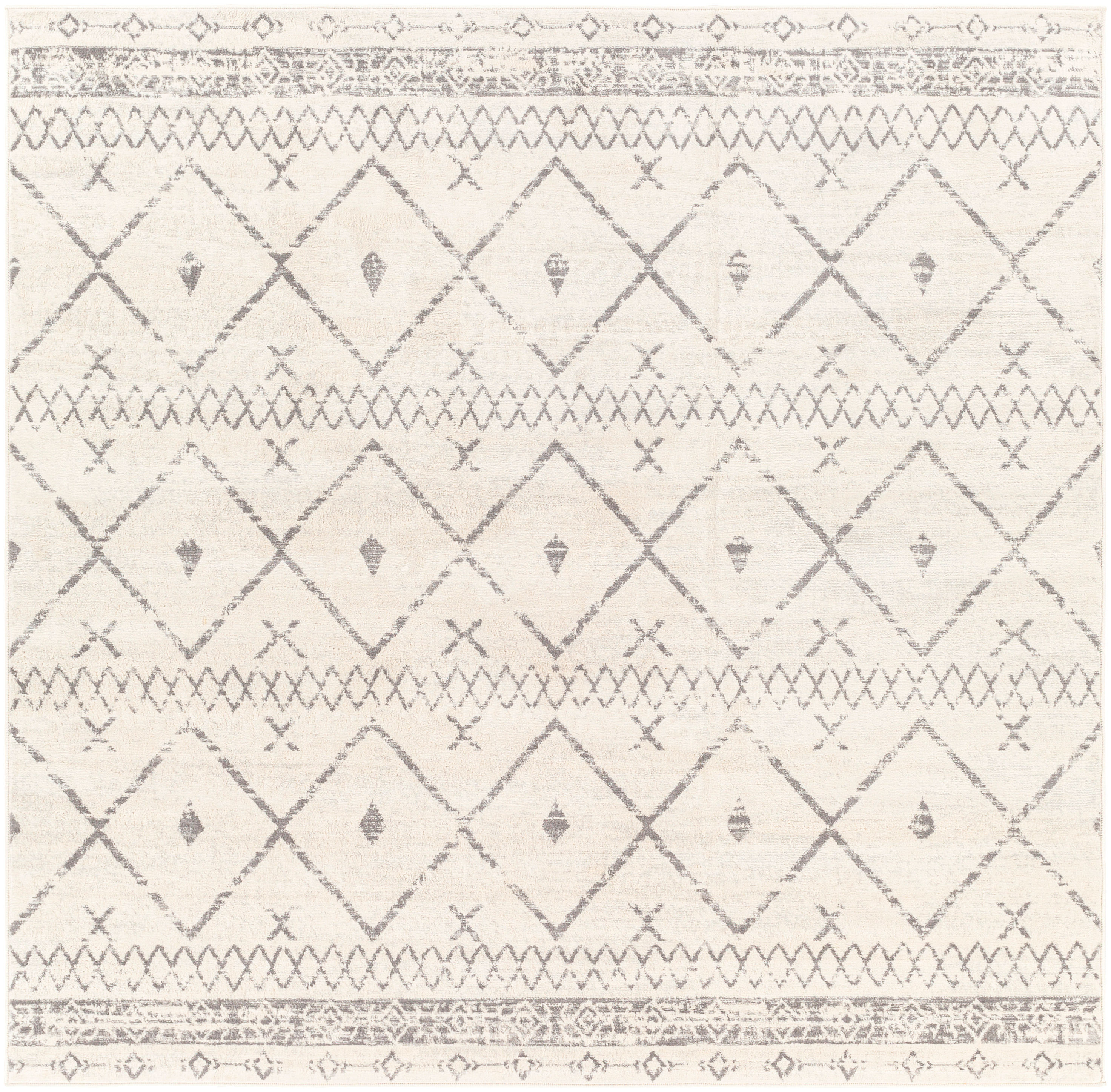 Livabliss ROM2338-67SQ Roma 7 x 7 White Square Indoor Tribal Global Area Rug