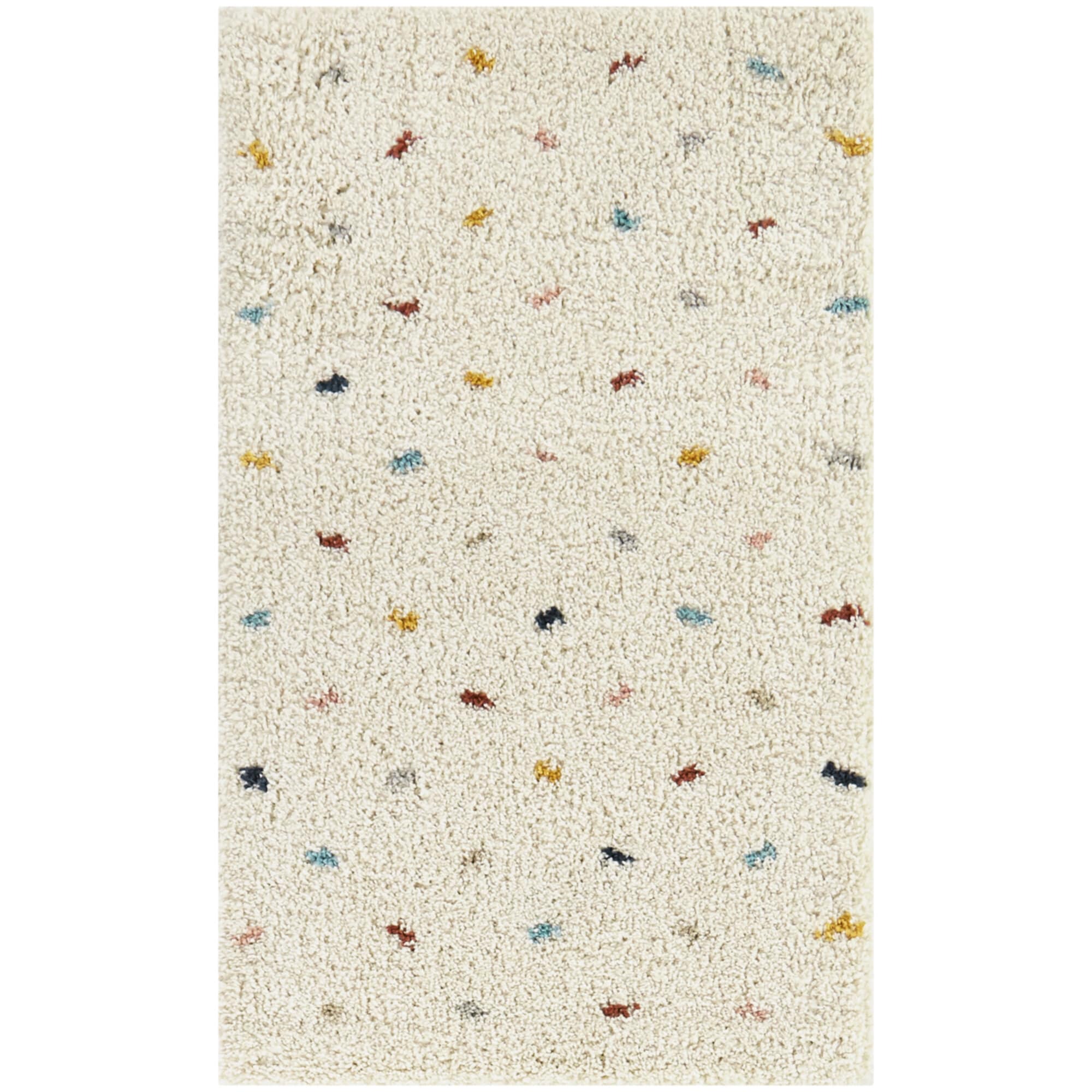 Cream and Multicolor Synthetic Shag Kids' Rectangular Area Rug 5' x 7'