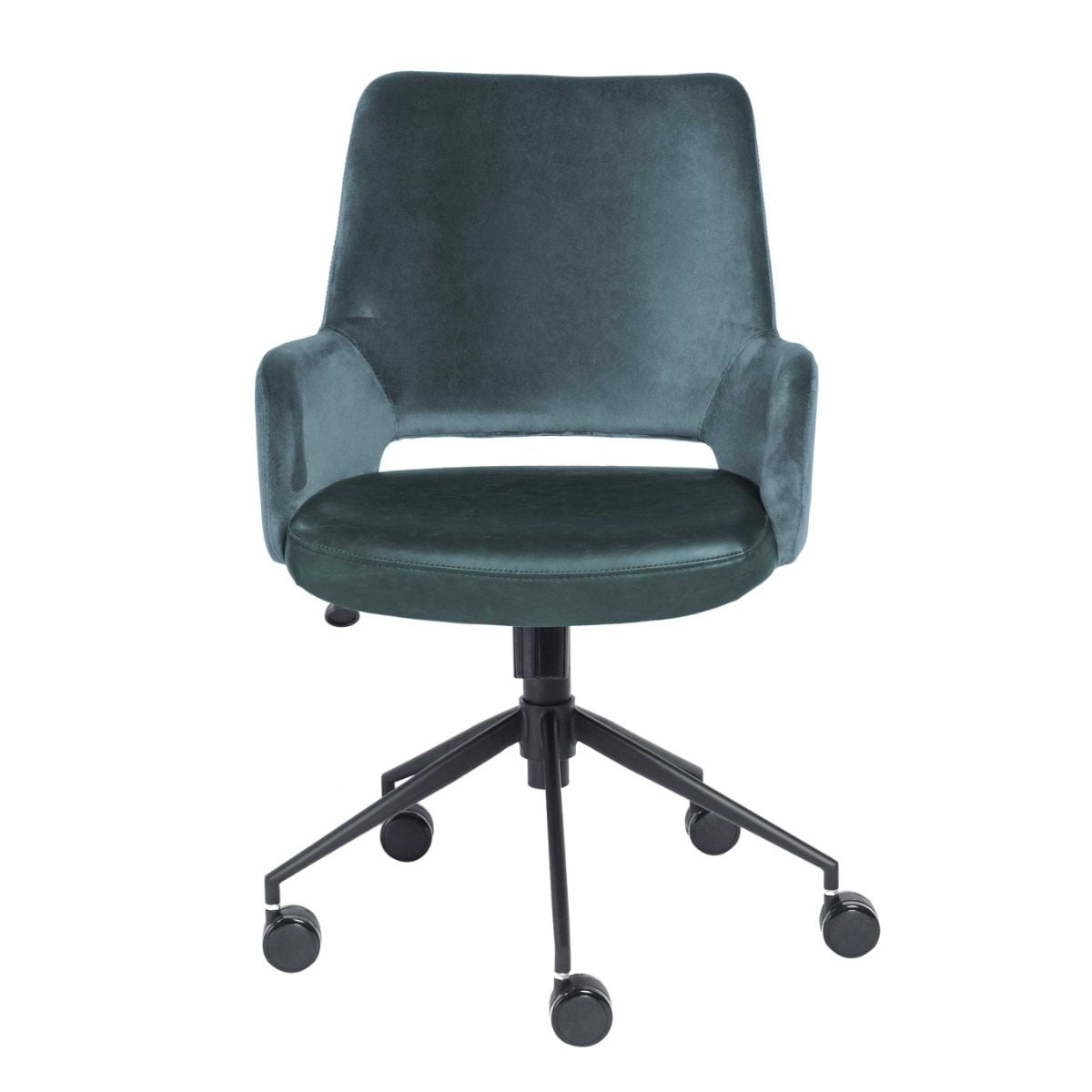 HomeRoots 370511 Amelia Blue Contemporary Adjustable Height Swivel Faux Leather Desk Chair