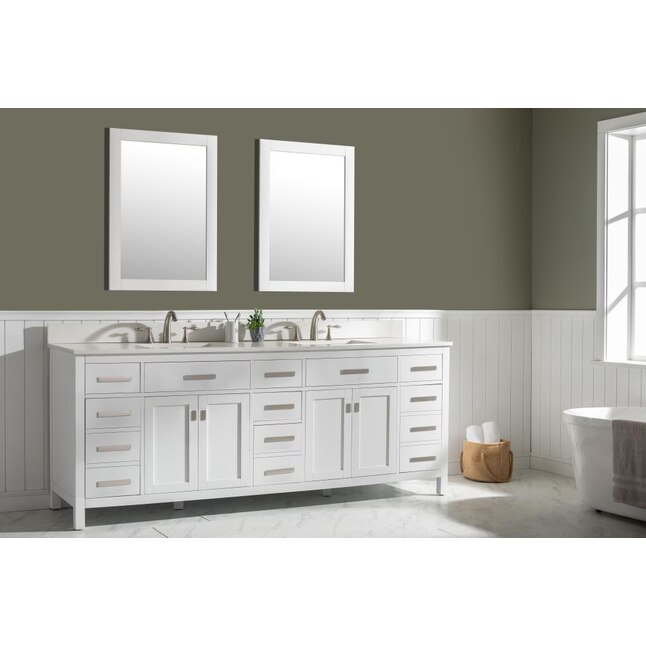 Design Element Valentino 84-in White Undermount Double Sink Bathroom ...