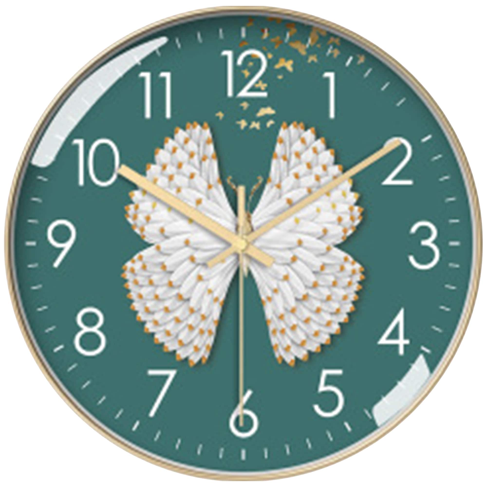 Unique Bargains Wall Clock Silent Non Ticking Battery Operated Modern Clocks for Office Home Bathroom Kitchen Bedroom School Living Room 8 inch Gold Butterfly