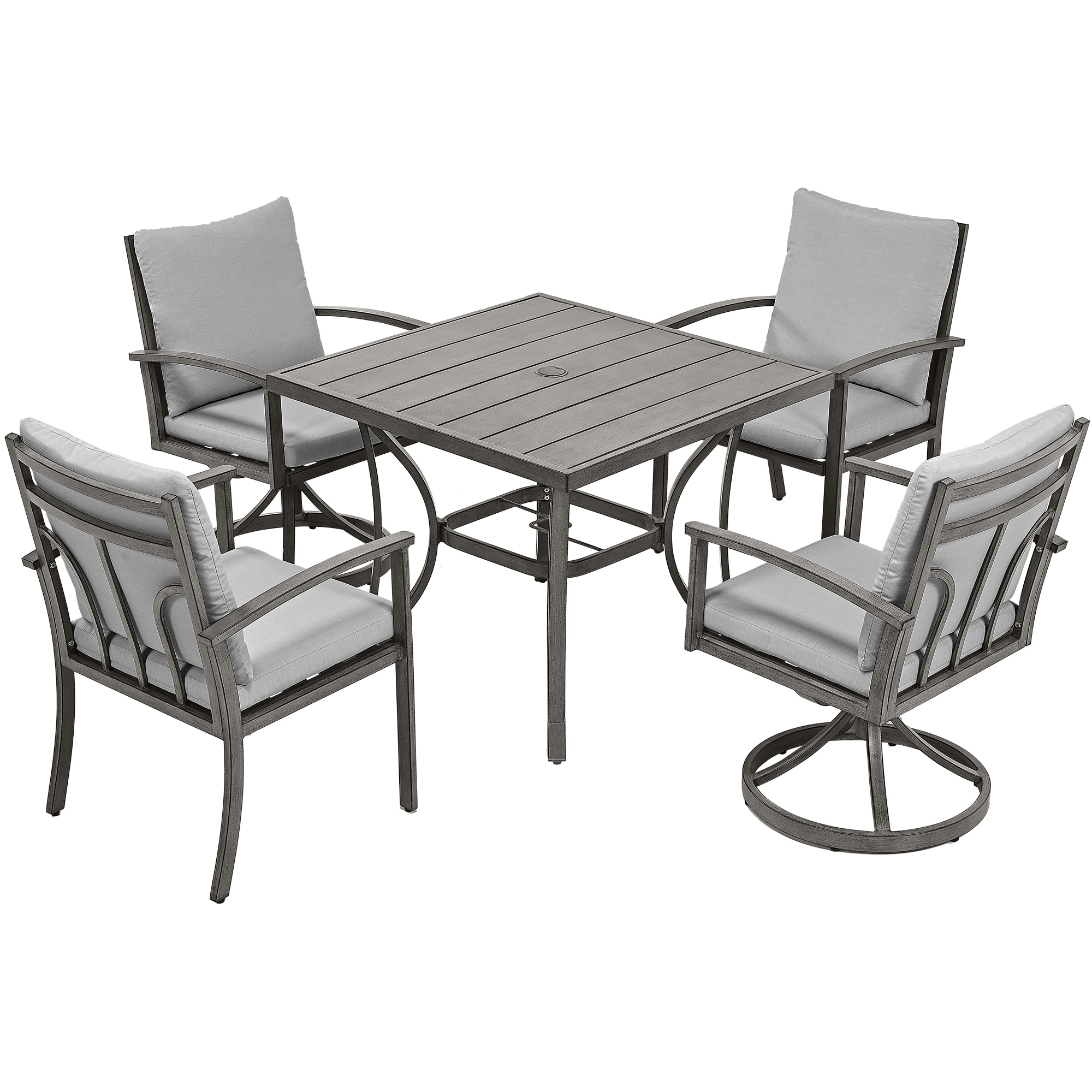 Modique 5Piece Gray Patio Dining Set Aluminum Square Table with 4 Gray