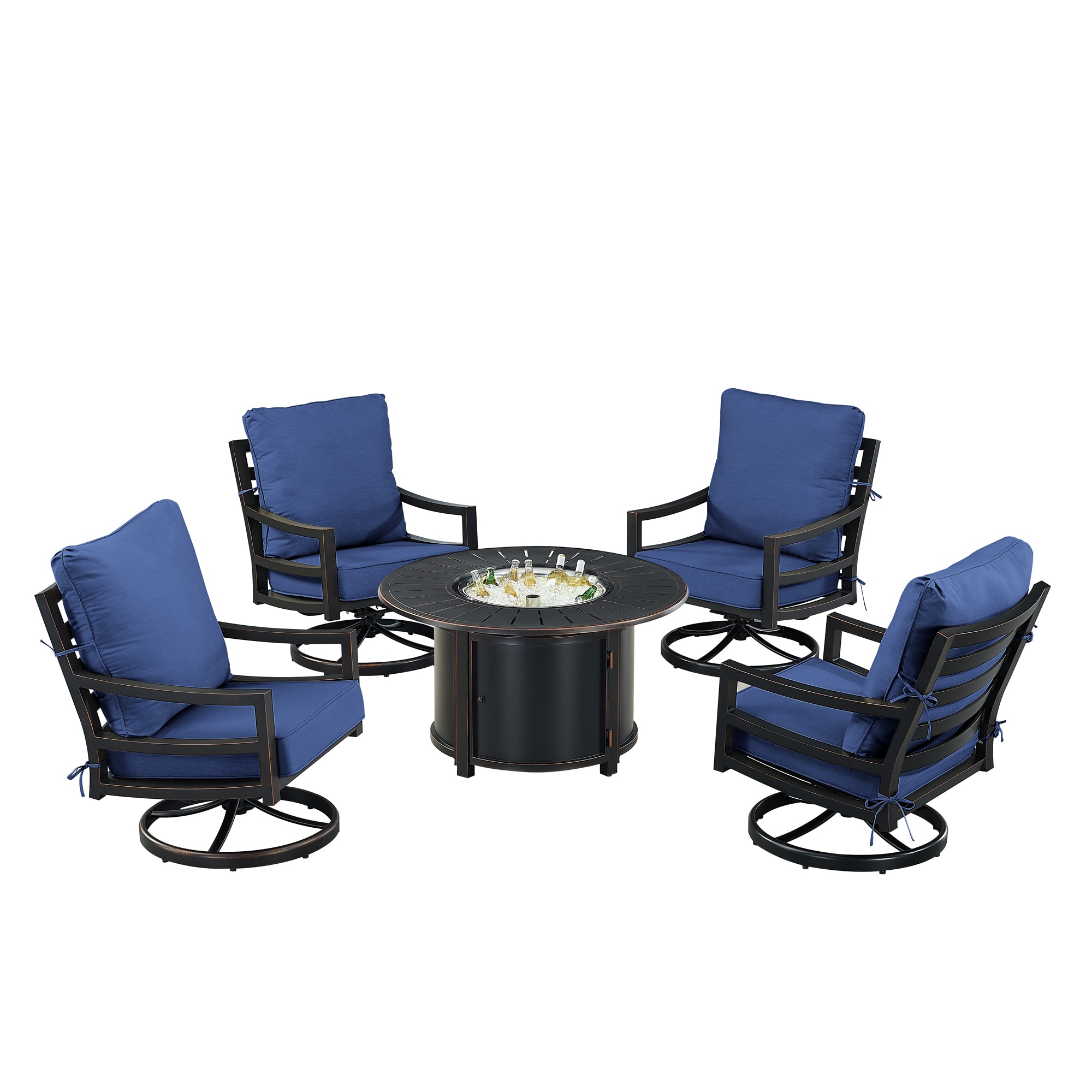Oakland Living HUDSON4CHNOBUBLCU Patio-Conversation-Sets - View #4