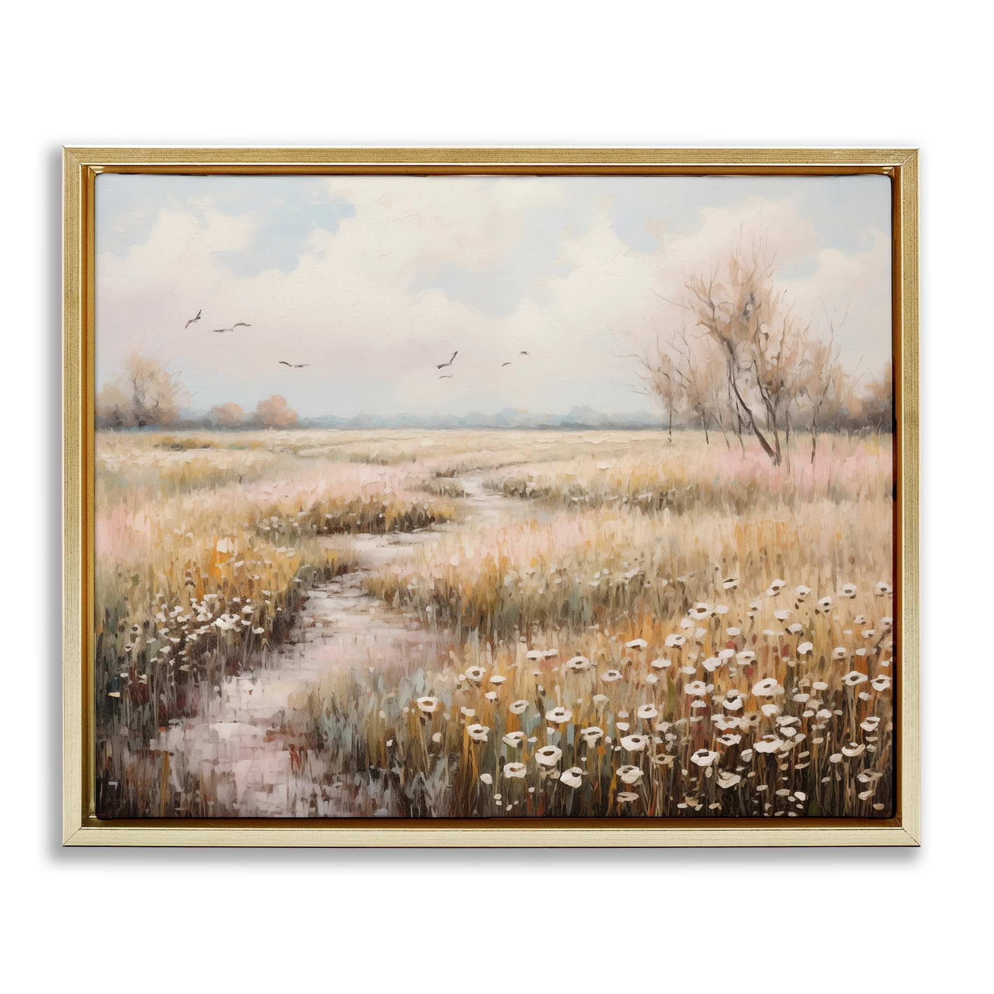 Stupell Industries BT-757-FFG-16X20 Wildflowers by Rural Path Gold Framed Floater Canvas Wall Art By Arlington Prints 21 x 17
