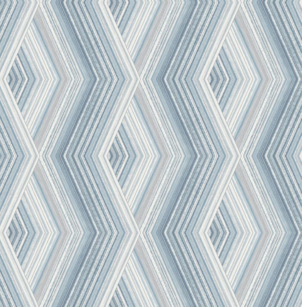 Crown M1581 Medley 56.4-Sq. Feet Blue Paper Geometric Unpasted Wallpaper
