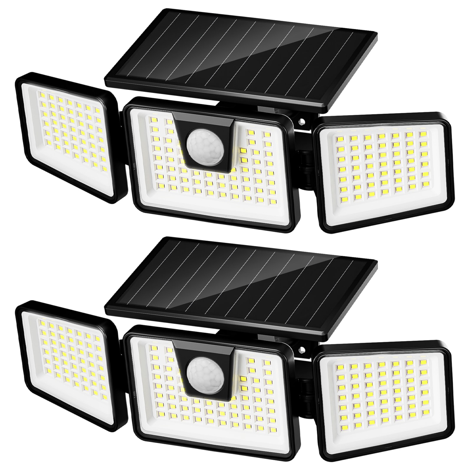 Otdair DJSZGYD572 2-Pack 120-Degree 8-Wattage Solar LED Black Motion-Activated Security Flood Light with 3 Adjustable Heads