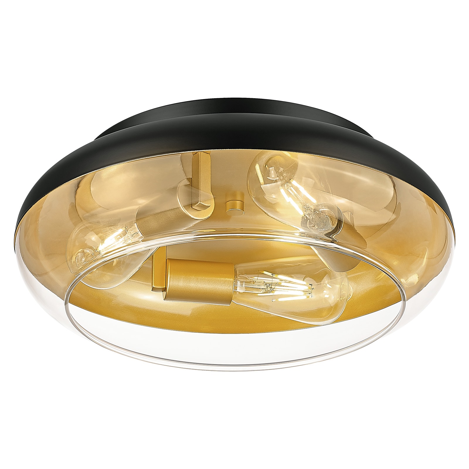 LTMATE LSZSL68MF BK+BG JAZAVA 3 -Light 15-in Matte Black Flush Mount Light