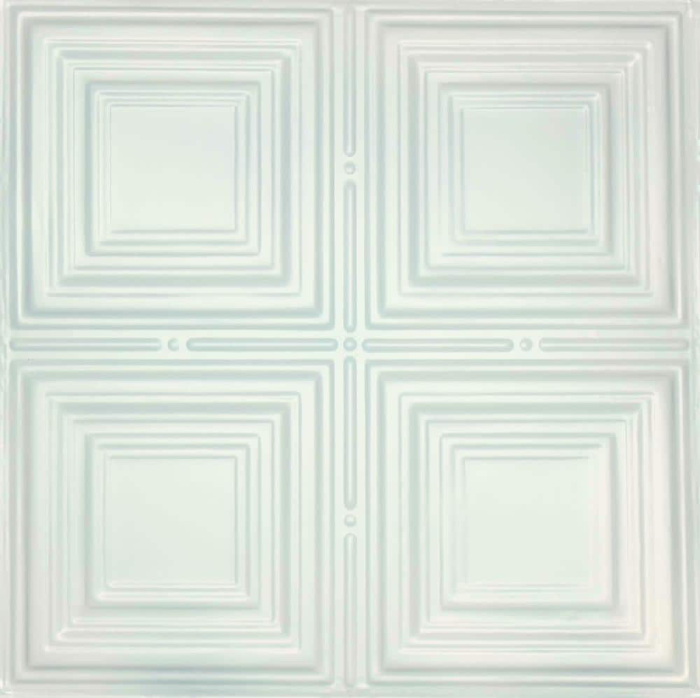 Metal Ceiling Express 24 In X 24 In 5 Pack Satin White Metal Tin Surface Mount Panel Ceiling Tiles In The Ceiling Tiles Department At Lowes Com