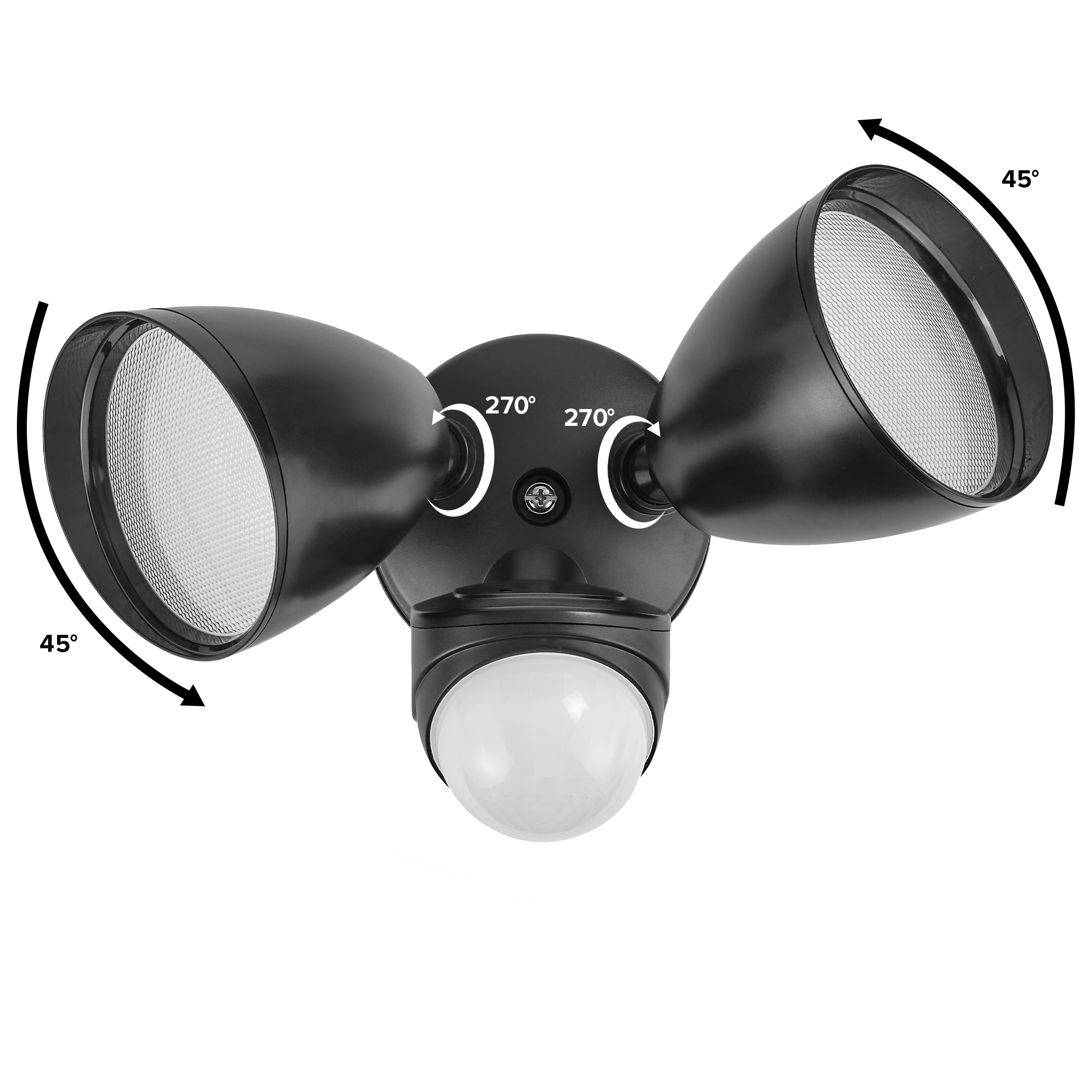 Black Dual Head LED Outdoor Security Flood Light with Motion Sensor