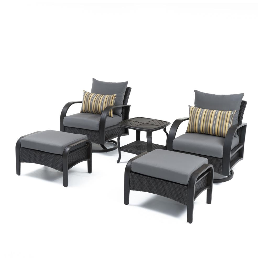 RST Brands OP-PECLB5M-BAR-CHR-K Barcelo 5 -Piece Wicker Patio Conversation Set with Gray Sunbrella Cushions