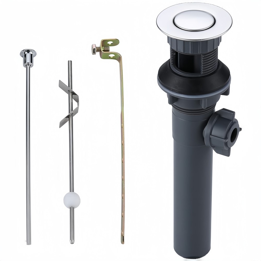 Numhew Universal 1-1/2-1-3/4 in Bathroom Sink Drain with Lift Rod and Overflow Chrome Vessel Sink Stopper