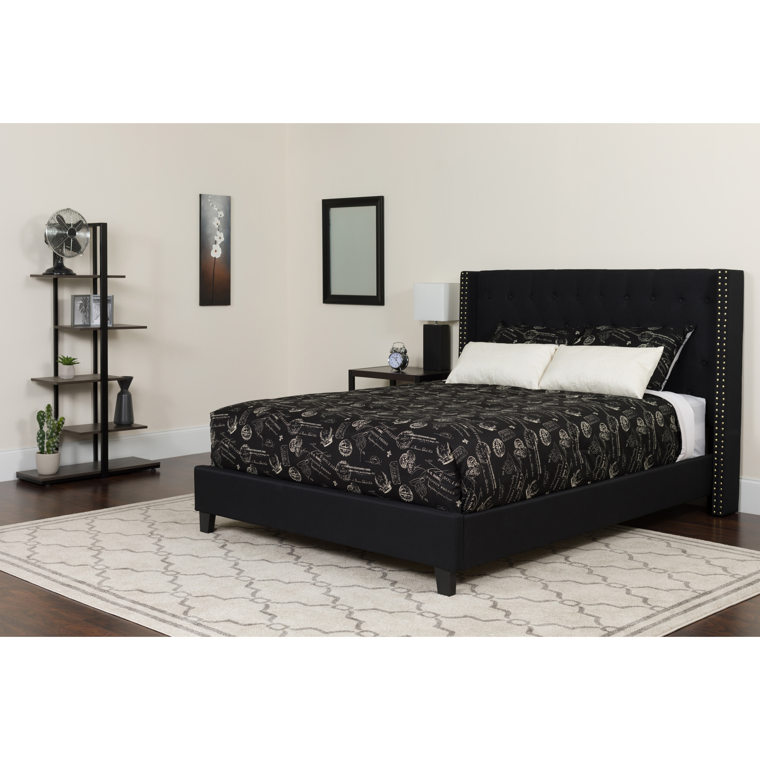 Flash Furniture 889142254720 Riverdale Black Full Upholstered Platform Bed