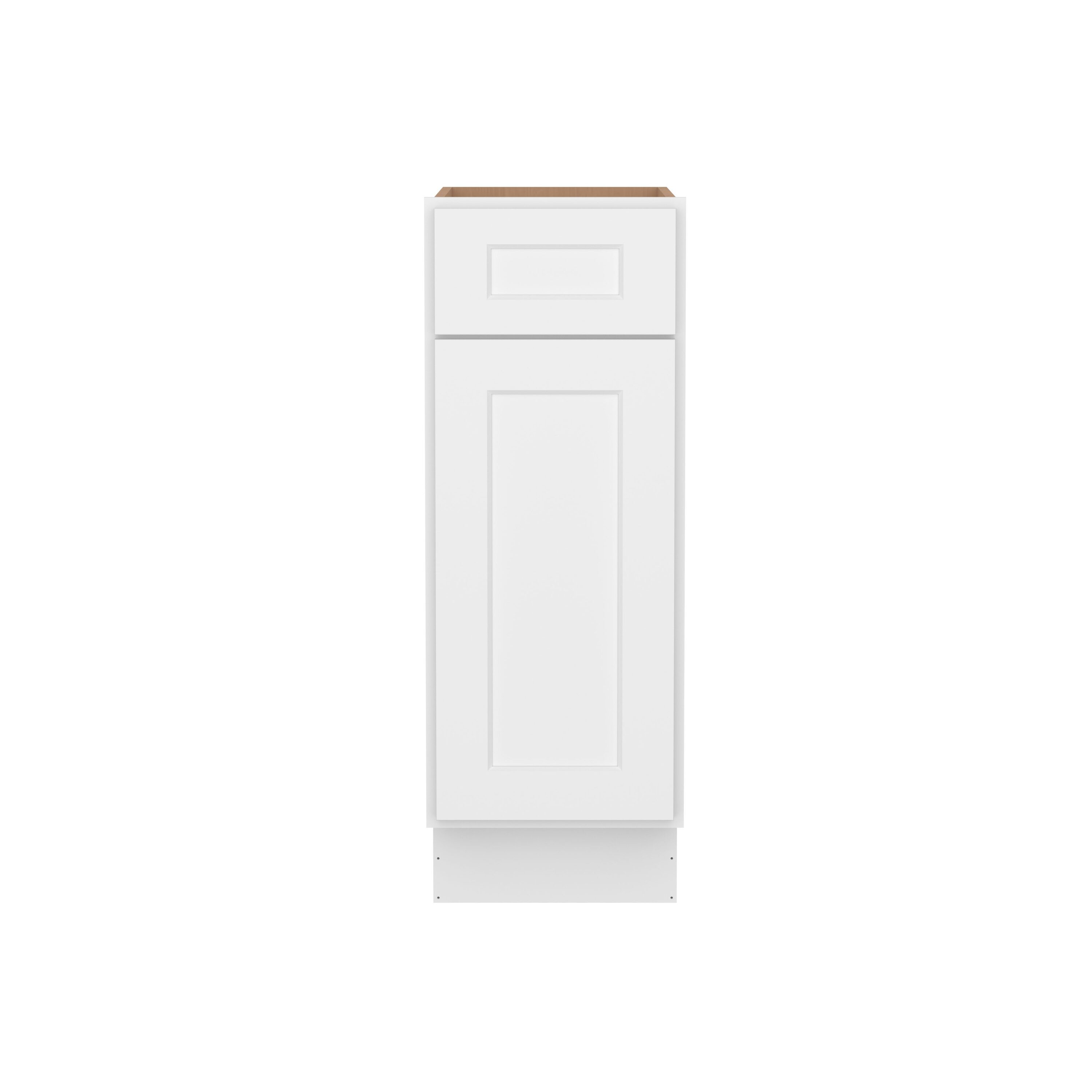 Roomylife BDLS-RWB12 Easy-DIY 12 in. W x 24 in. D x 34.5 in. H Ready to Assemble Drawer Base Kitchen Cabinet in Shaker White with 1-Doors