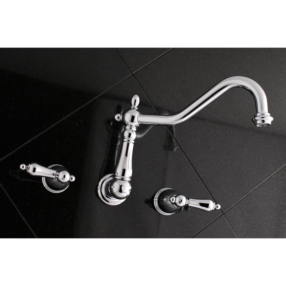 Kingston Brass WLKS1021AL Heritage Polished chrome 2-handle Wall-mount High-arc Bathtub Faucet ( Valve Included )