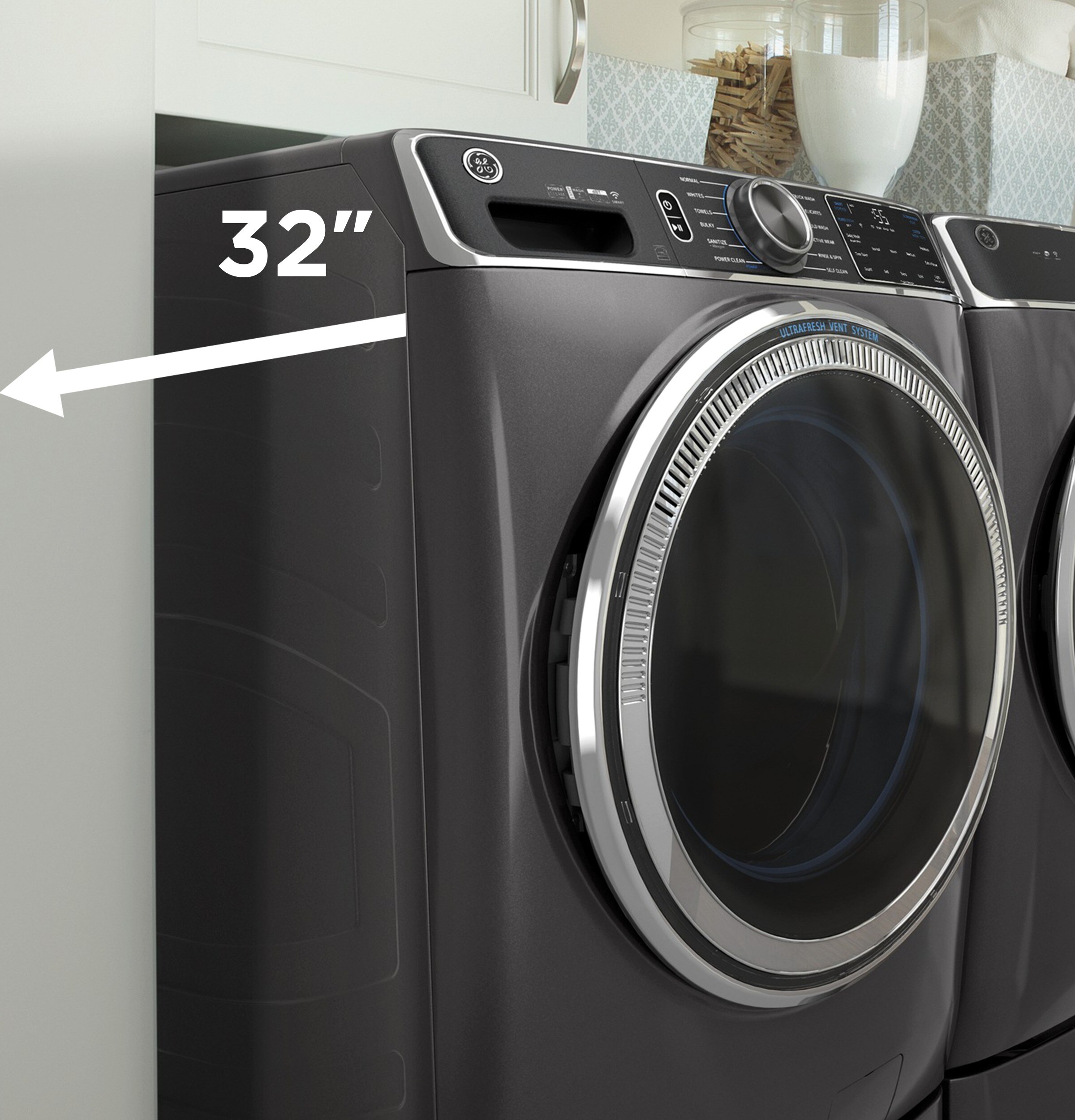 Ge Ultrafresh Vent System 48 Cu Ft Stackable Front Load Washer Diamond Gray Energy Star In 3447