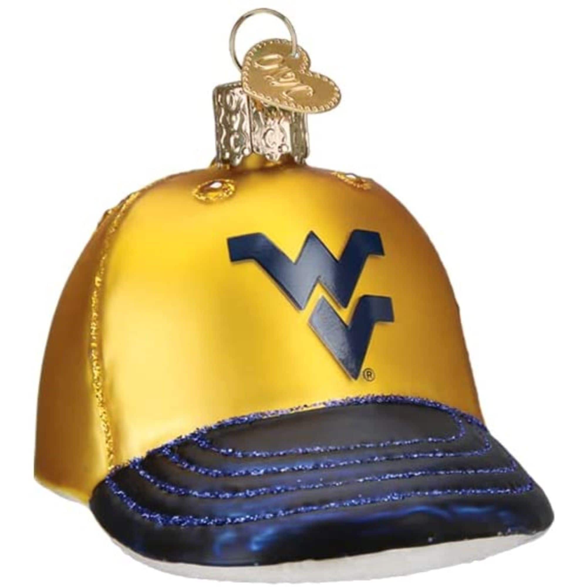 Old World Christmas 729343636195 Blown Glass Ornament for Christmas Tree - West Virginia Baseball Cap