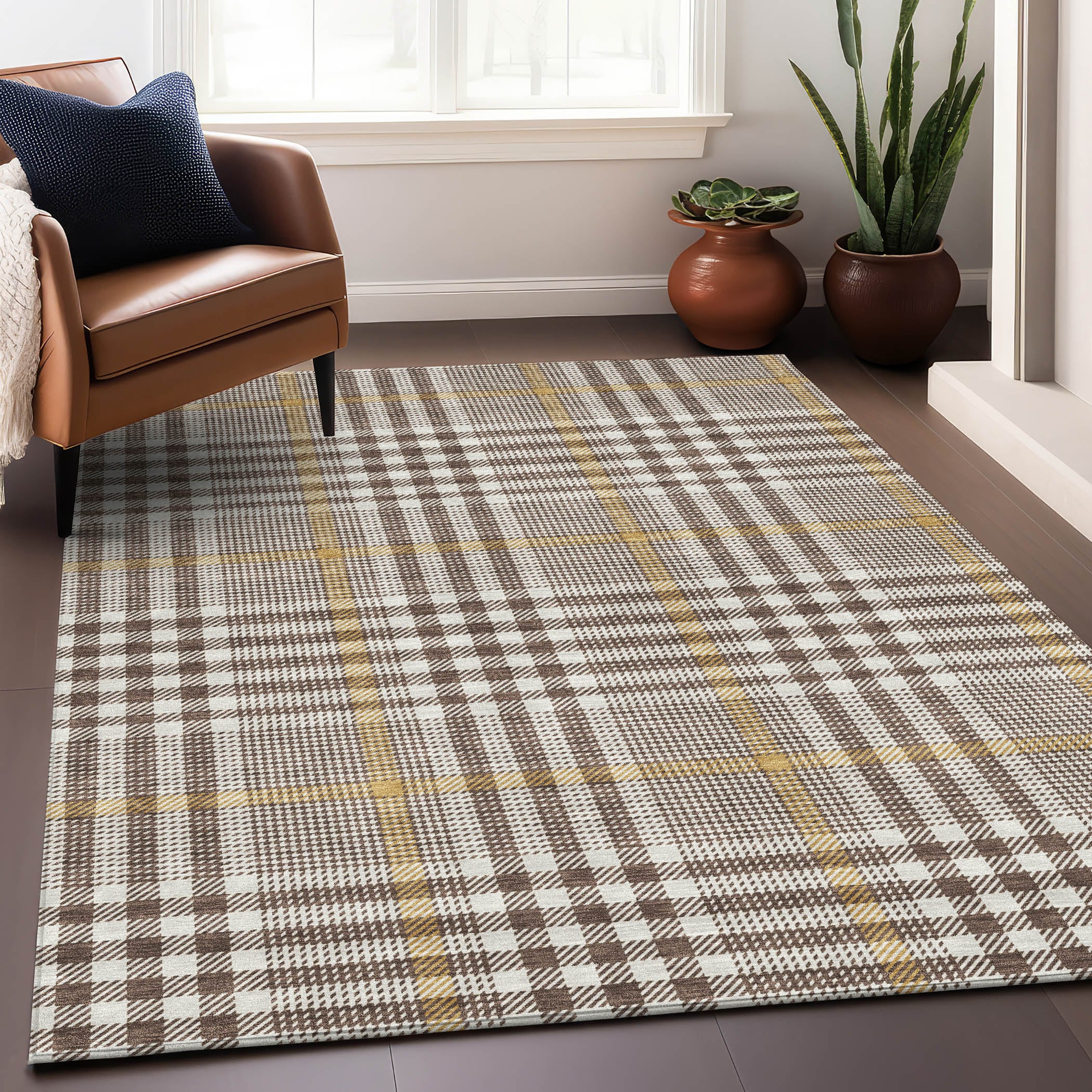 Addison Rugs ACN1054BR9X12 Chantille ACN1054BR 9 x 12 (ft) Polyester Brown Rectangular Indoor/Outdoor Geometric Machine washable Area rug