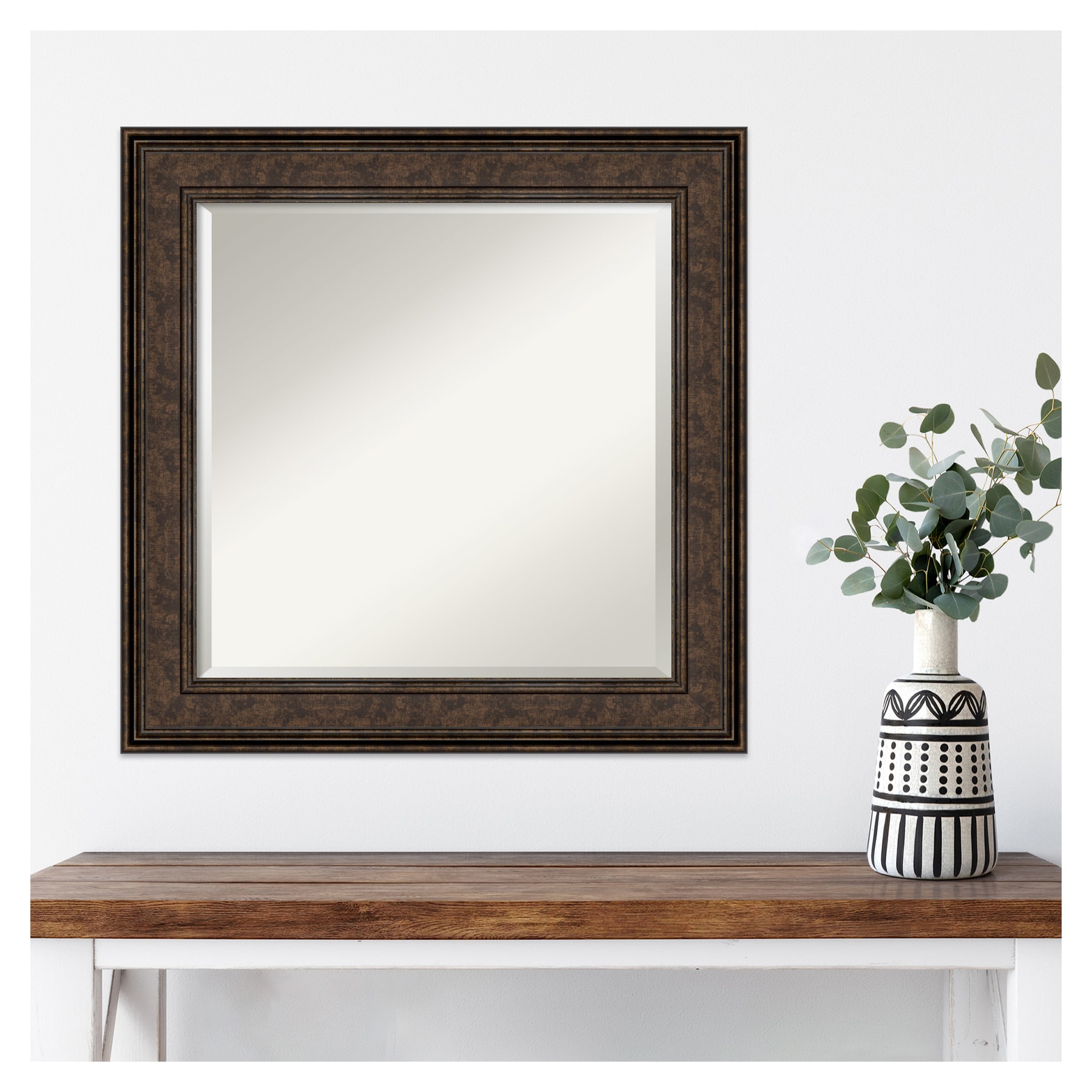 Amanti Art Ridge Bronze 25.62-in W x 25.62-in H Square Satin Bronze Framed  Wall Mirror in the Mirrors department at
